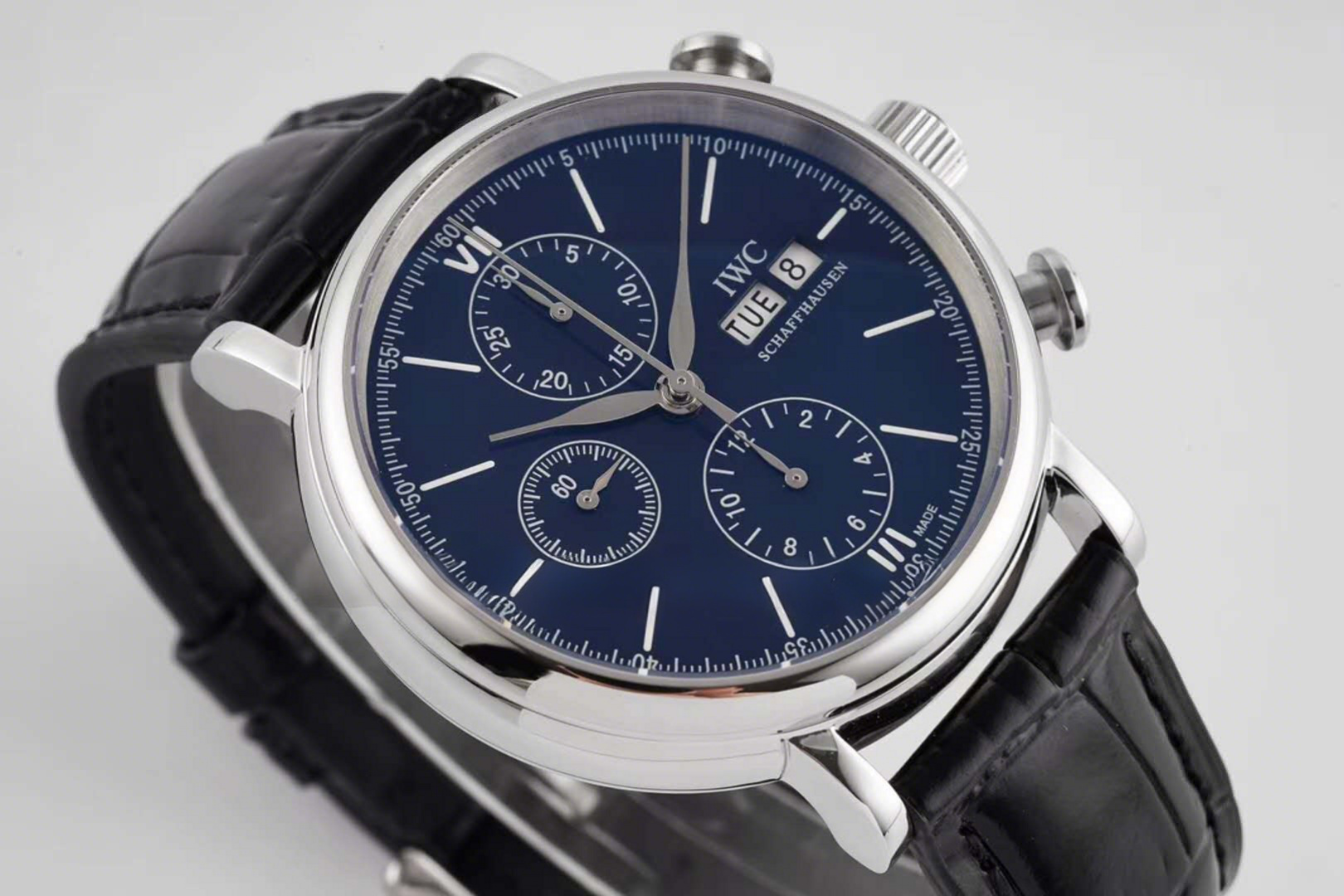 IWC Portofino Chronograph IW390303 Edition “150 Years” Blue Dial in Steel-fasswatch