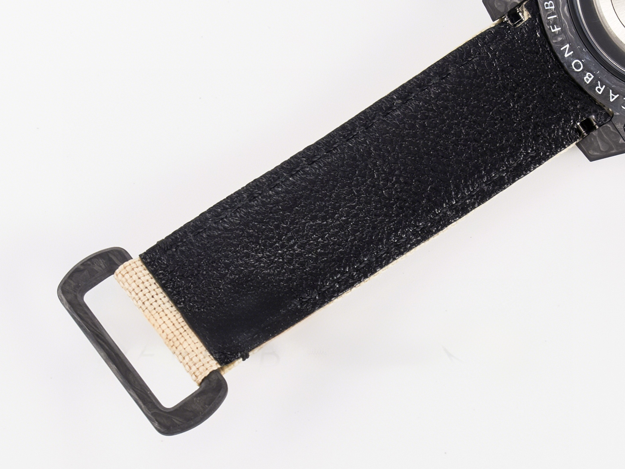 Rolex GMT Carbon DIWF Best Edition Black Carbon Dial RG Markers on Beige Nylon Strap SA3186 CHS-fasswatch