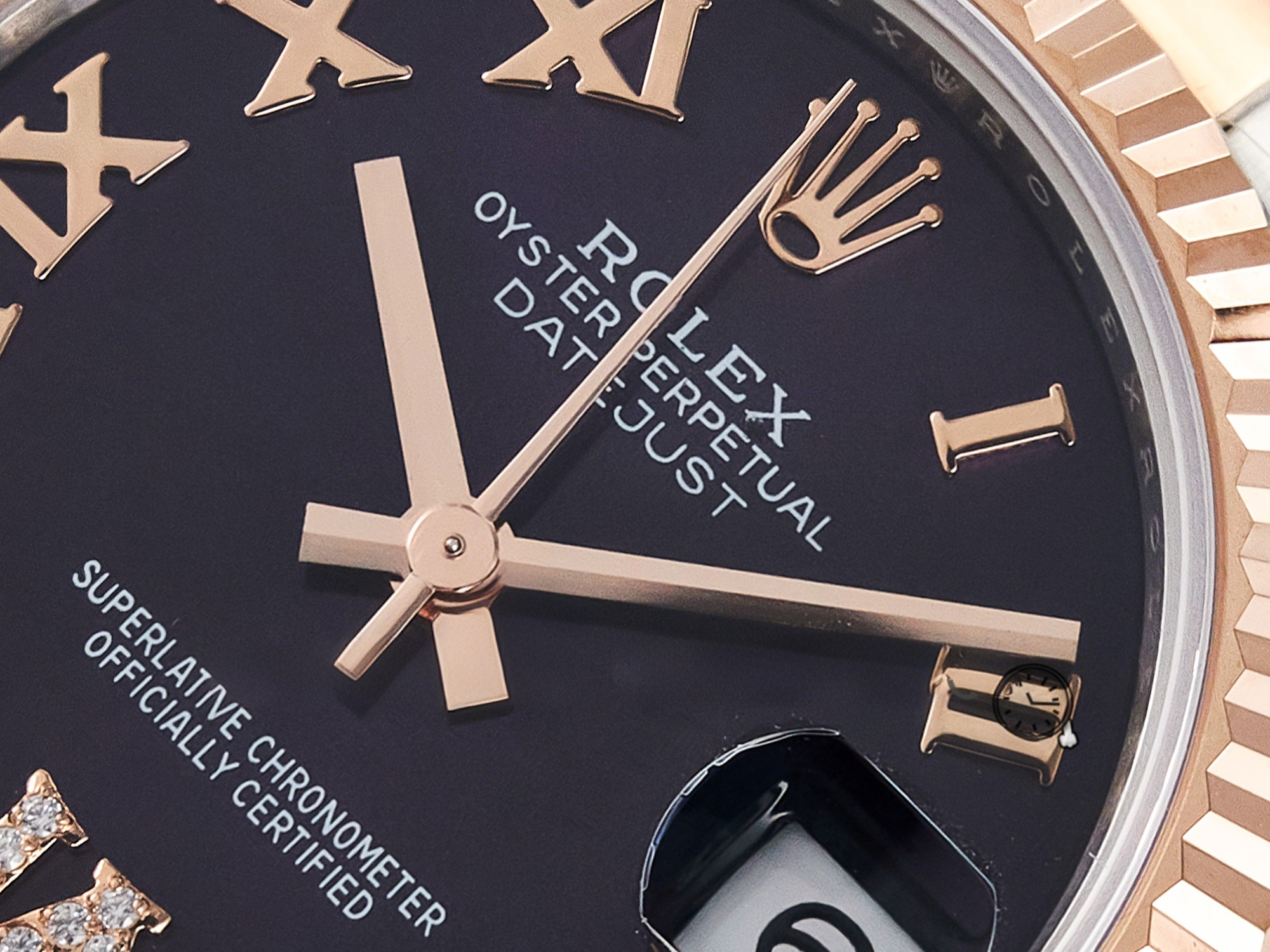 Rolex DateJust 31 278271 ARF 1:1 Best Edition 904L Steel Purple Roman Diamonds Dial on SS/RG Oyster Bracelet ETA 2688-fasswatch