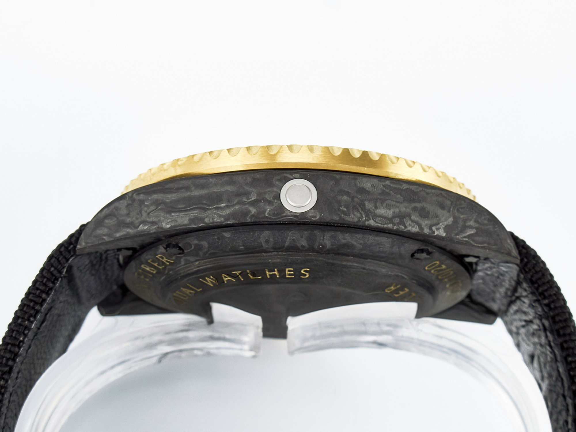 Rolex Sea Dweller 43mm Carbon DIWF Best Edition Black Dial YG Bezel on Black Nylon Strap A2824-fasswatch