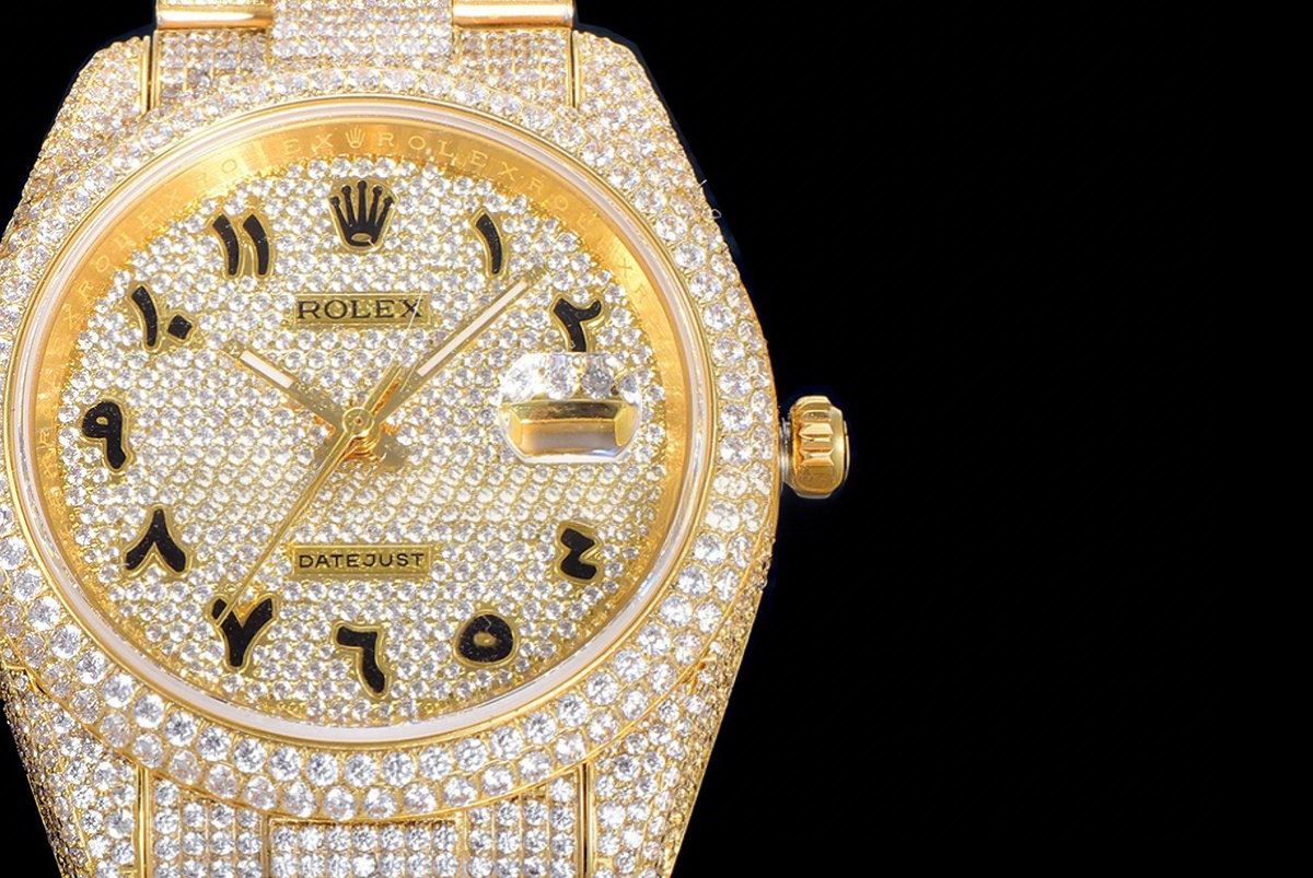 Rolex Datejust 41 126334 Diamond Paved Dial with Arabic Markers in Yellow Gold-fasswatch