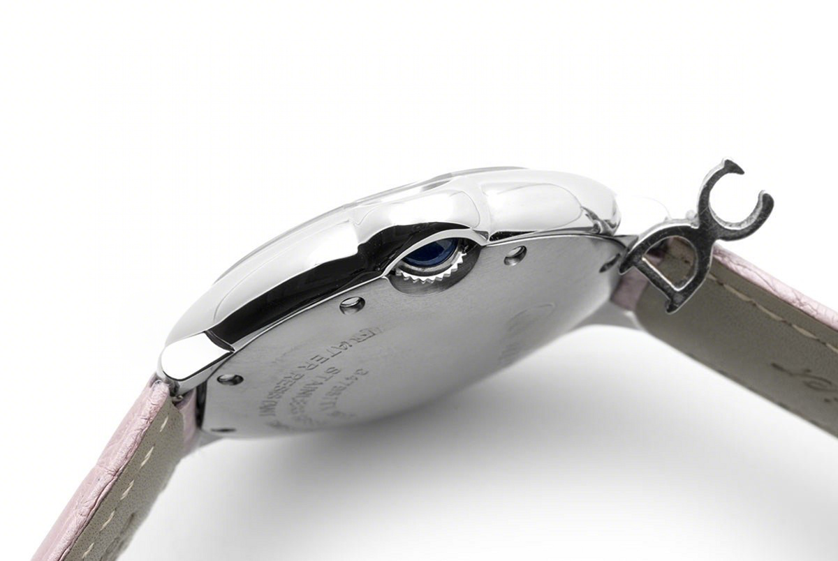 Cartier Ballon Bleu de Cartier 36mm White Dial in Steel on Light Pink Leather Strap-fasswatch