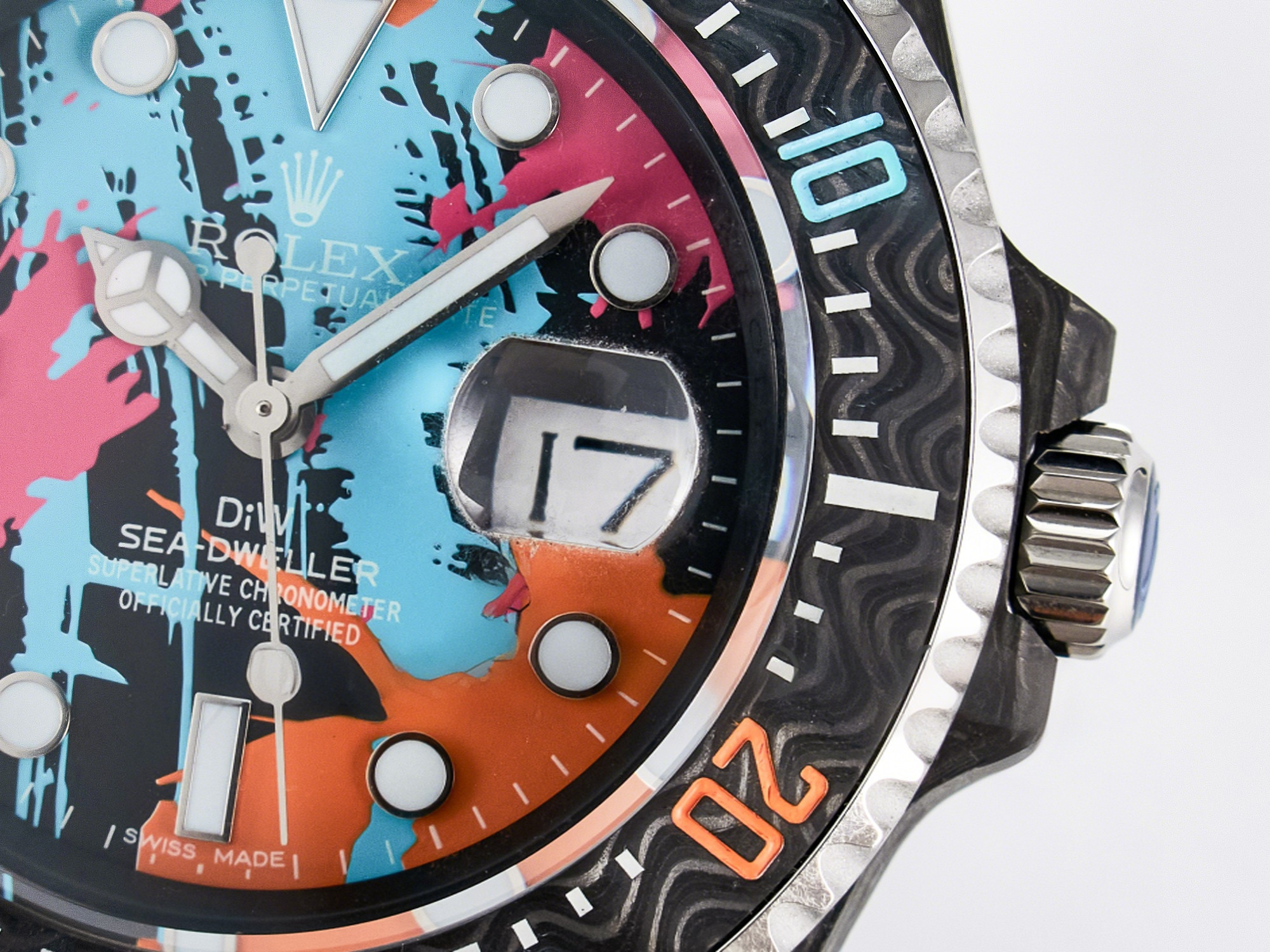 Rolex Sea Dweller 43mm Carbon DIWF Best Edition Graffiti Dial on Black Nylon Strap A2824-fasswatch