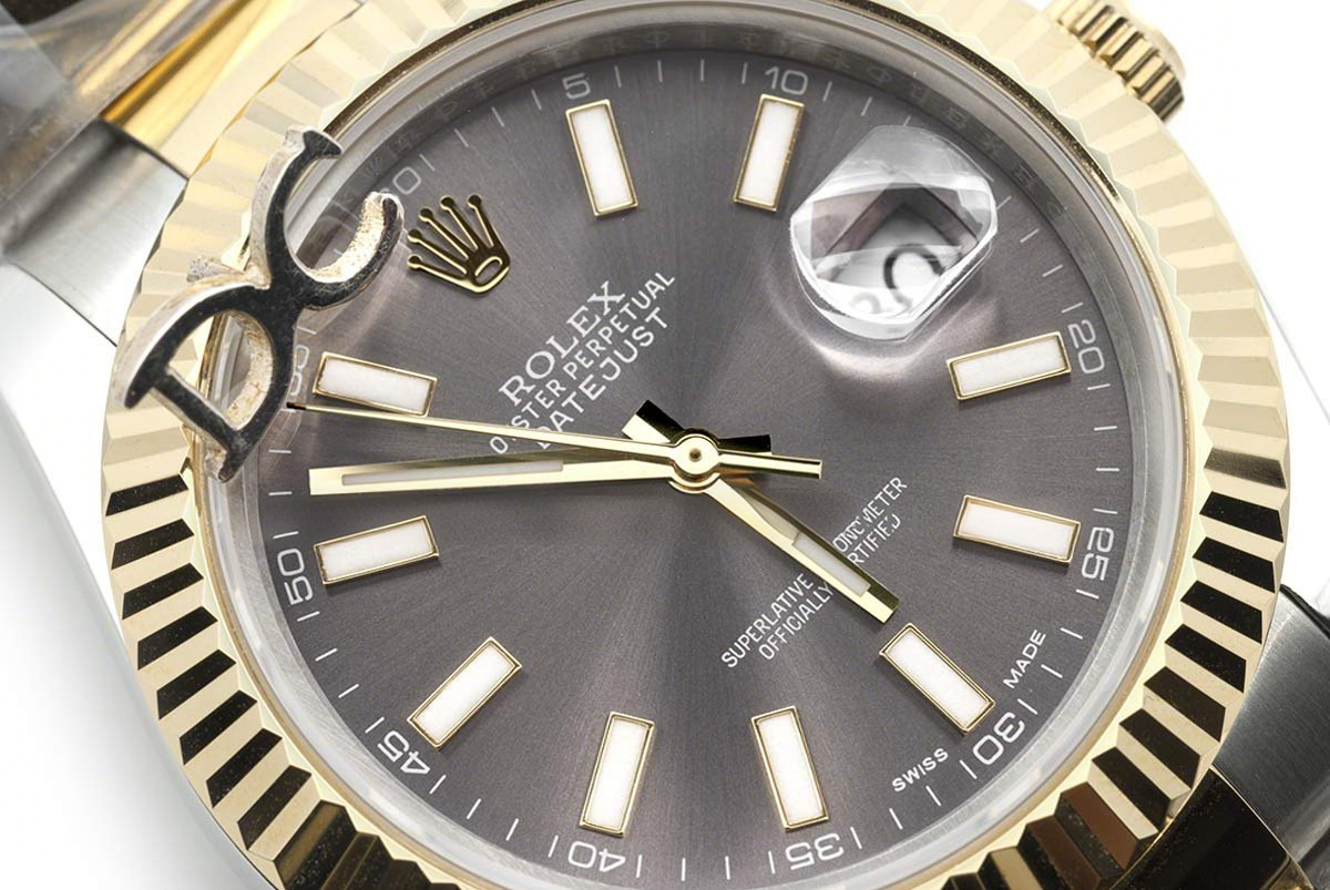 Rolex Datejust II 116333 Grey Dial in Yellow Gold/Steel with Stick Markers on Oyster Bracelet-fasswatch