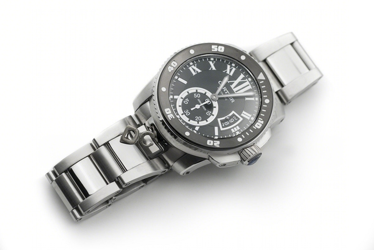 Calibre de Cartier Diver Black Dial in Steel Bracelet-fasswatch