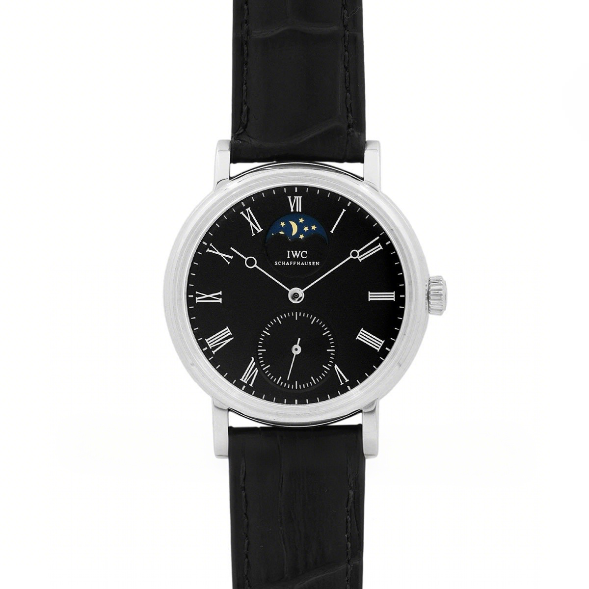 IWC Vintage Portofino Hand Wound IW544801 Black Dial in Steel-fasswatch
