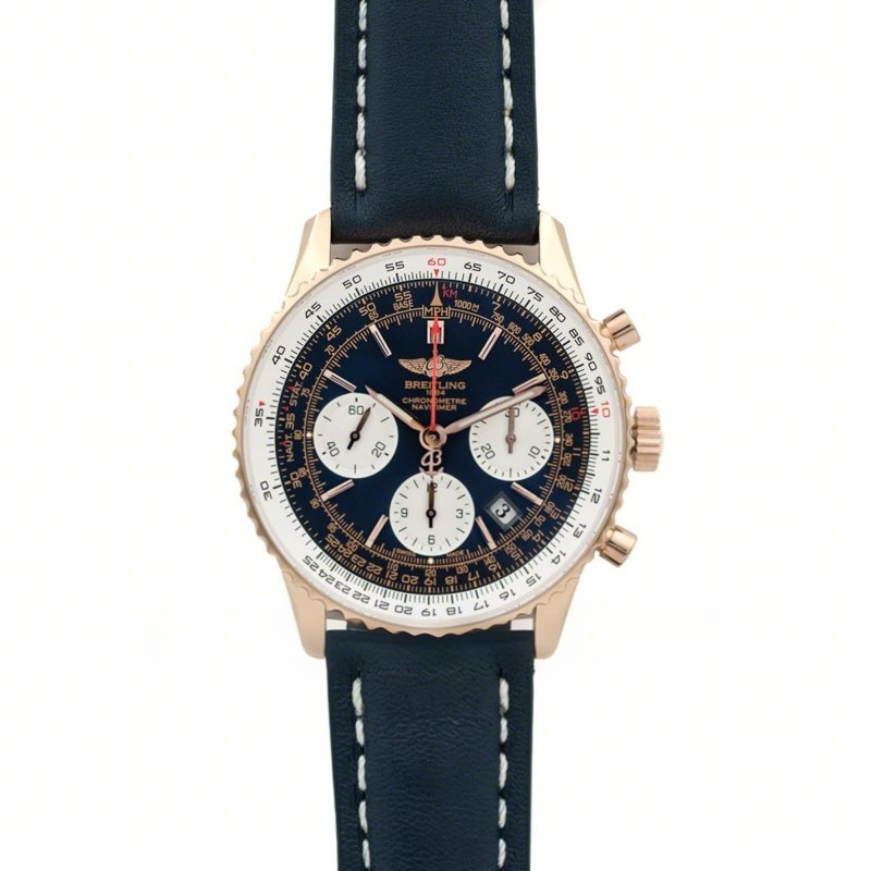 Breitling Navitimer 01 Chronograph Blue Dial in Rose Gold-fasswatch