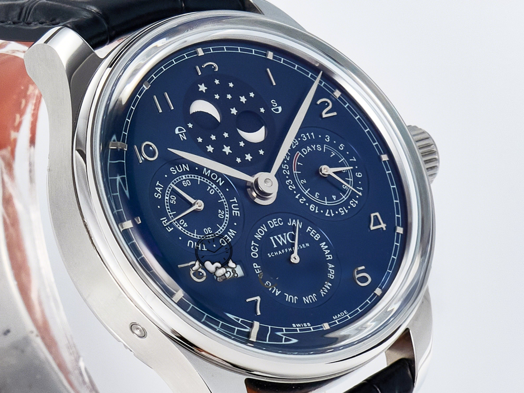 IWC IW5034 Portugieser Perpetual Calendar SS V9F 1:1 Best Edition Blue Dial on Black Leather Strap A52610-fasswatch