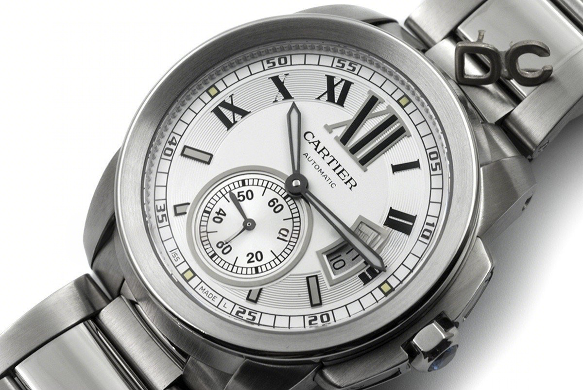 Calibre de Cartier White Dial on Steel Bracelet-fasswatch