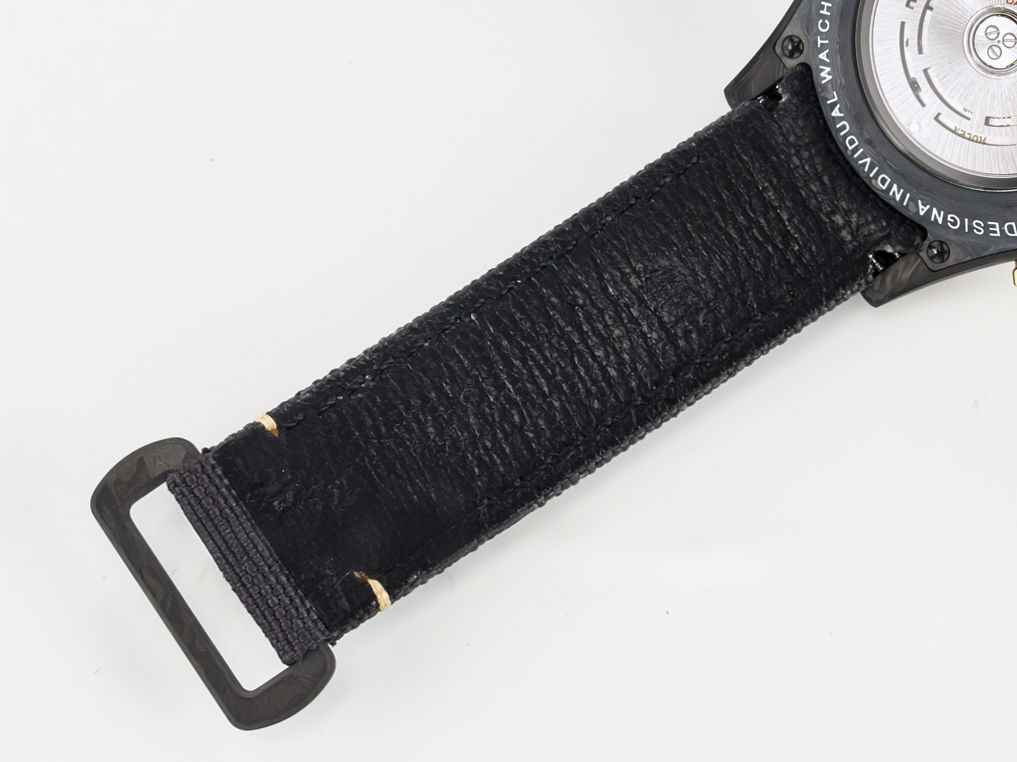 Rolex Daytona DIW “AVIA BLACK” Carbon DIWF 1:1 Best Edition Black/Red Dial on Black/Yellow Nylon Strap SH4130-fasswatch