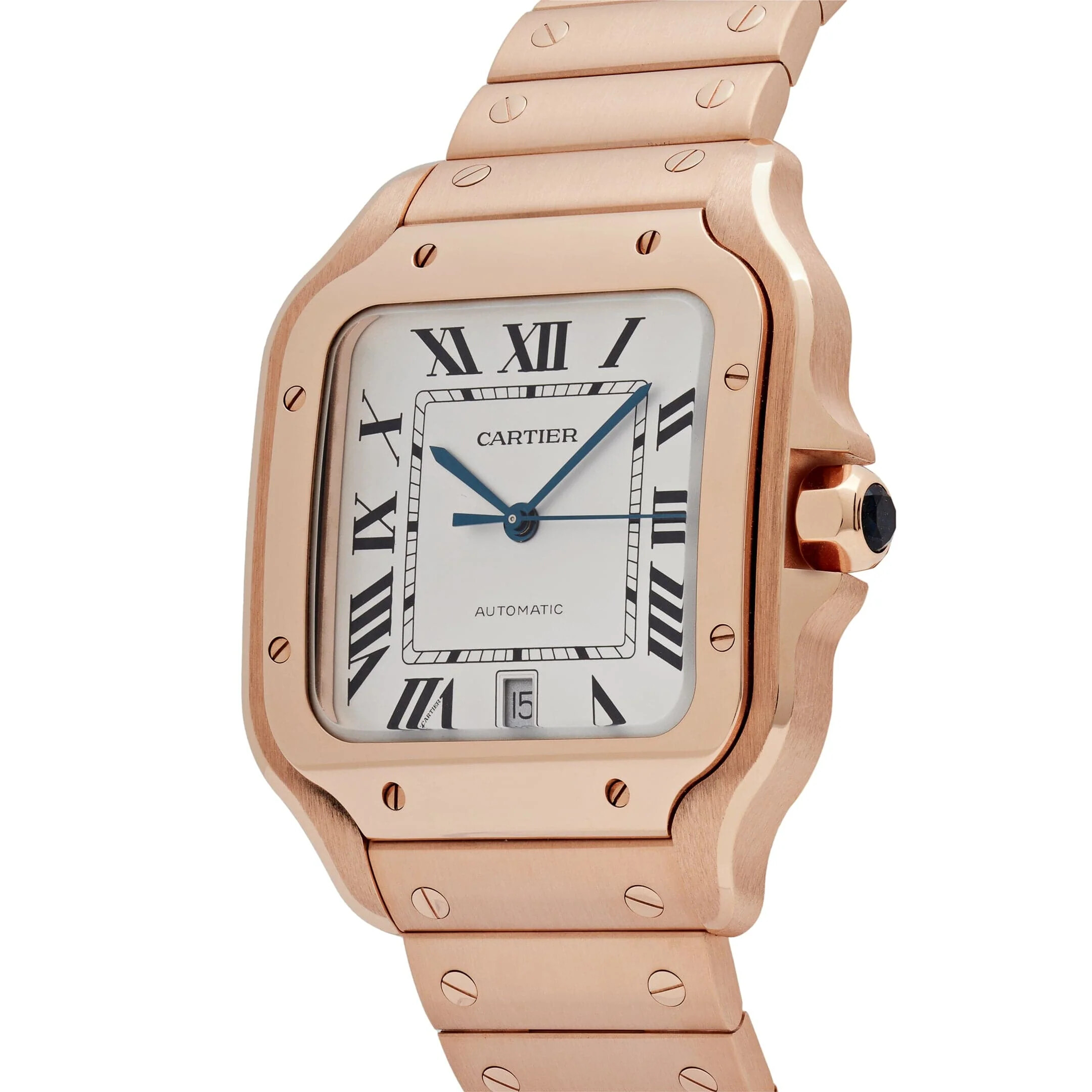 Cartier - r Santos De Cartier Large Silver Dial Rose Gold WGSA0018-fasswatch