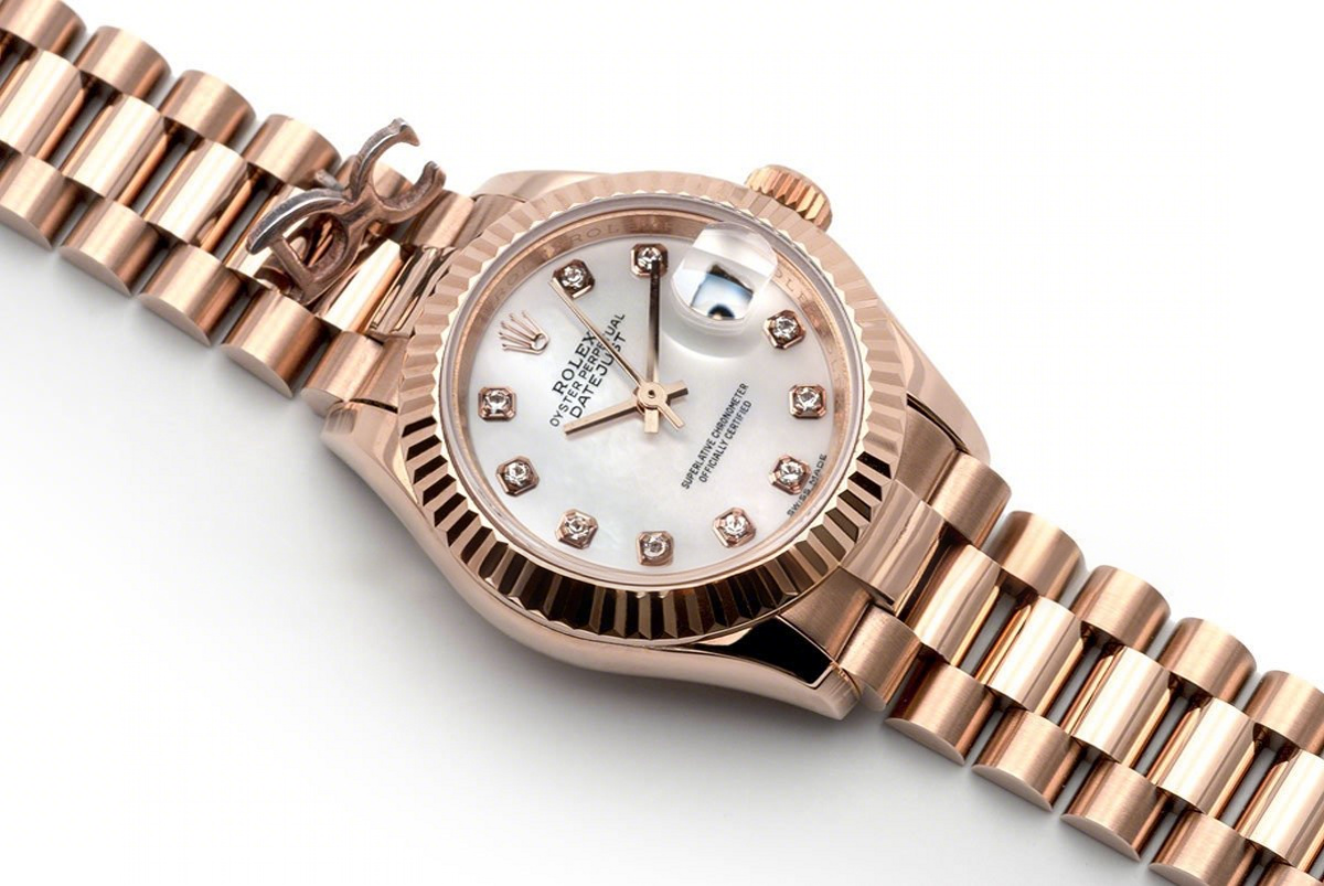 Rolex Ladies Datejust 279175 White Dial with Diamonds Markers in Rose Gold-fasswatch
