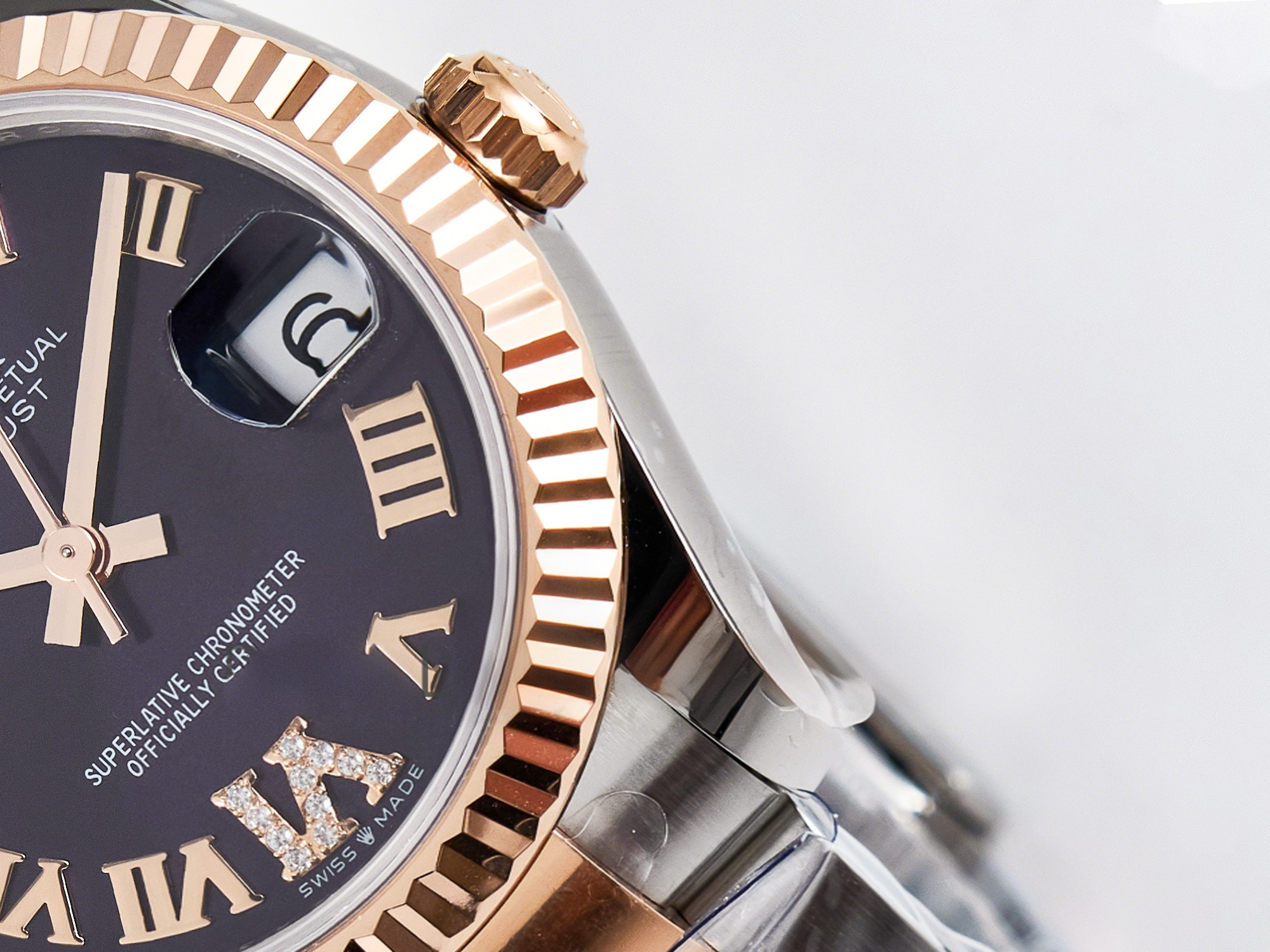 Rolex DateJust 31 278271 ARF 1:1 Best Edition 904L Steel Purple Roman Diamonds Dial on SS/RG Oyster Bracelet ETA 2688-fasswatch