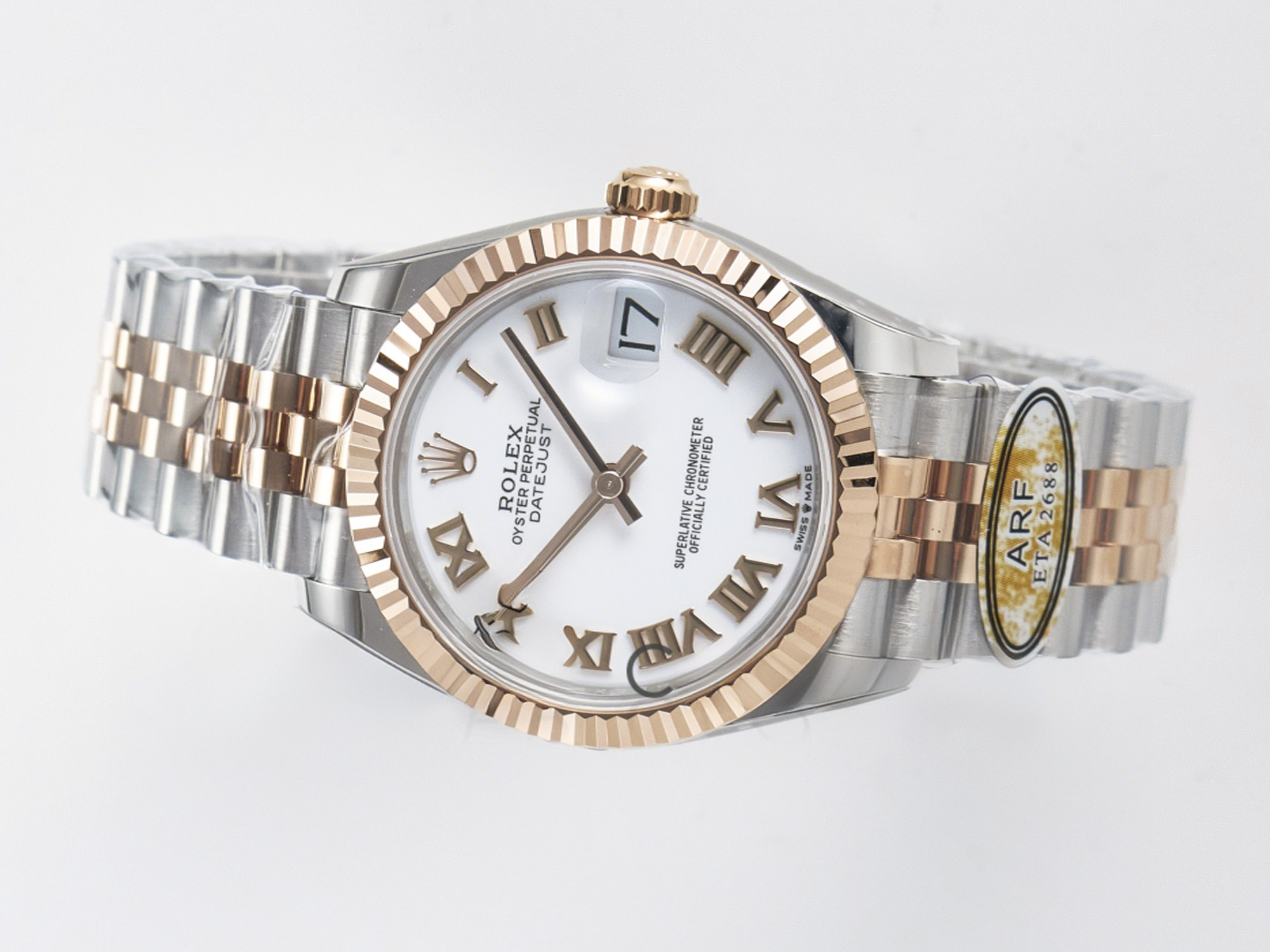 Rolex DateJust 31 278271 ARF 1:1 Best Edition 904L Steel White Roman Dial on SS/RG Jubilee Bracelet ETA 2688-fasswatch
