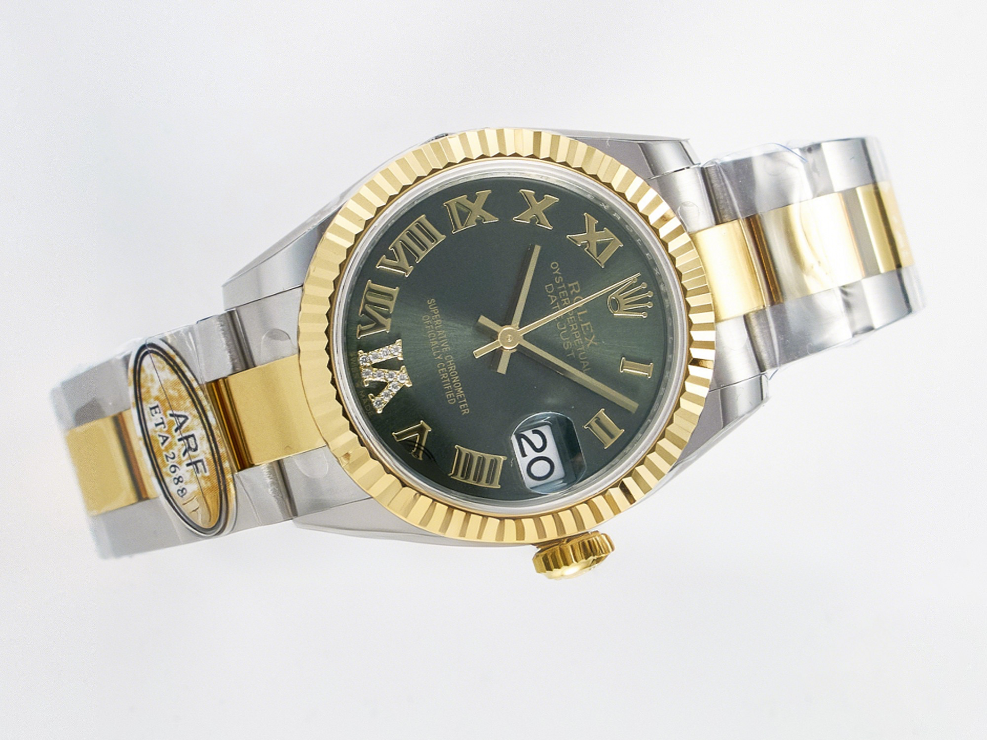 Rolex DateJust 31 278273 ARF 1:1 Best Edition 904L Steel Green Roman Diamonds Dial on SS/YG Oyster Bracelet ETA 2688-fasswatch