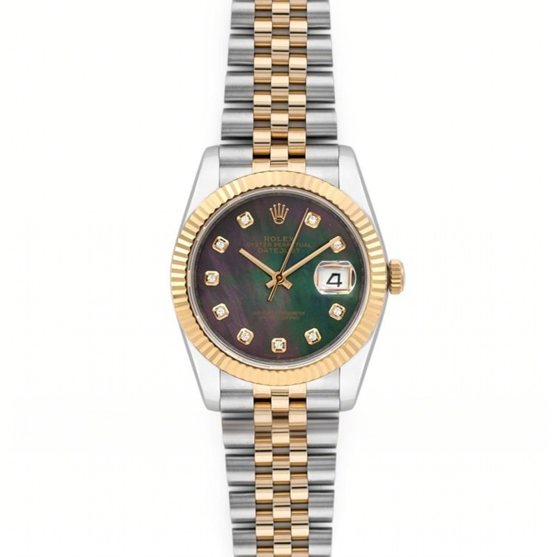 Rolex Datejust 36 126283RBR Grey MOP Dial in Yellow Gold and Steel with Diamond Markers-fasswatch
