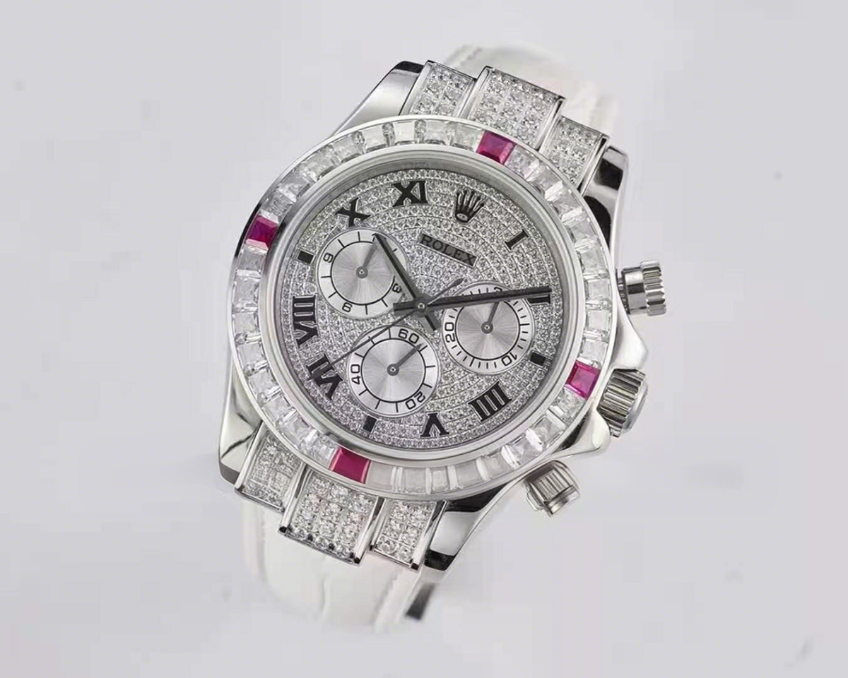 Rolex Daytona 116599 Diamond Paved Dial in White Gold White and Pink Diamonds-fasswatch