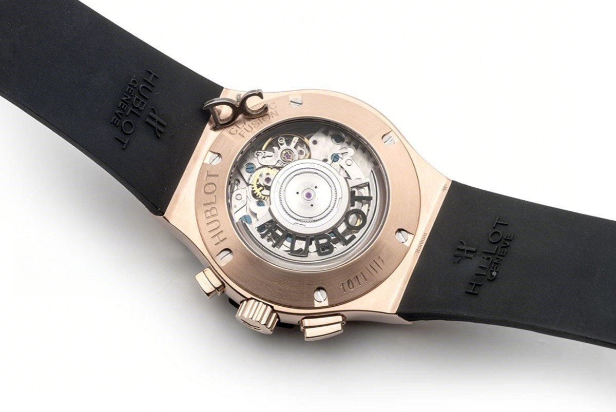 Hublot Classic Fusion Chronograph Black Dial in Rose Gold-fasswatch