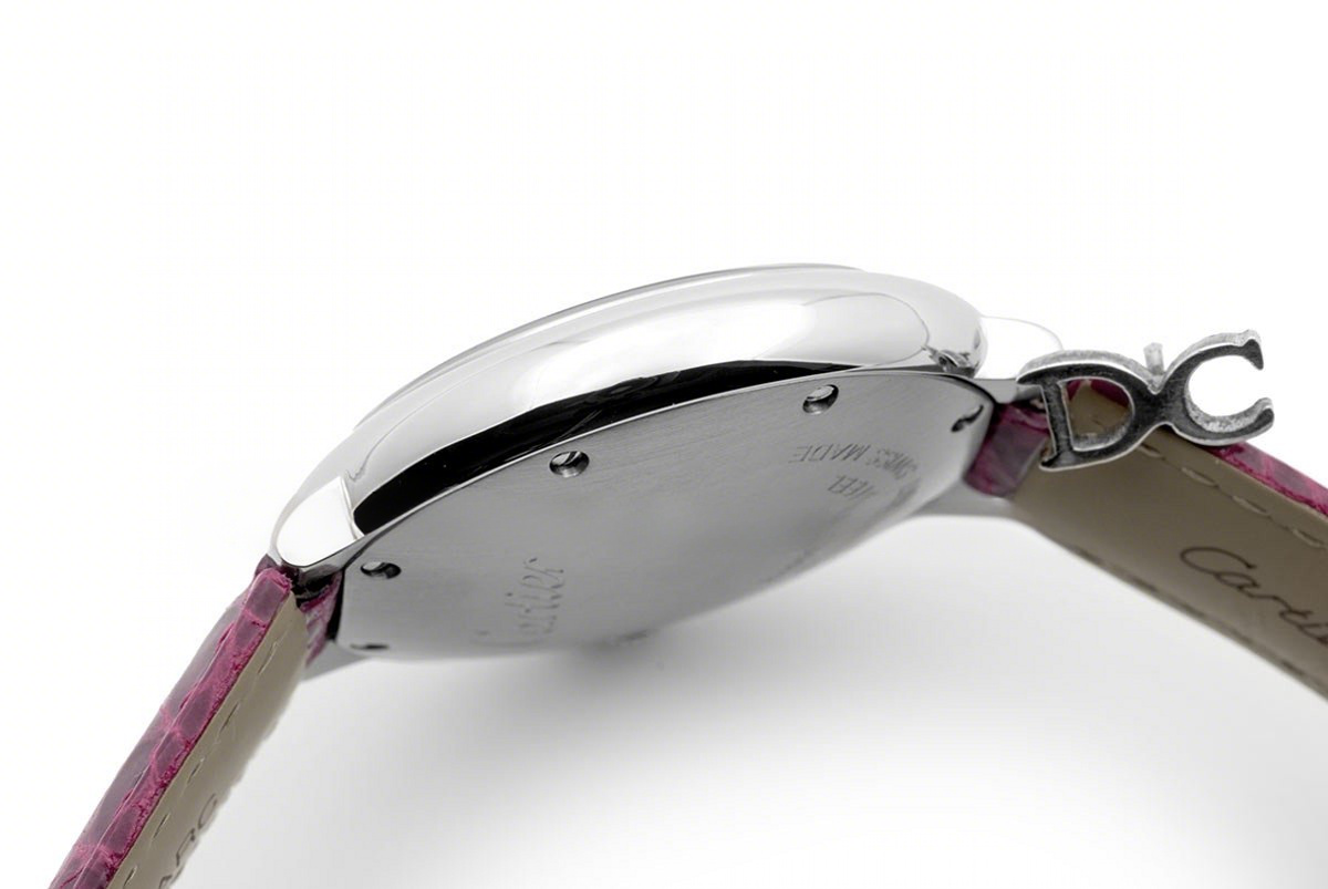 Cartier Ballon Bleu de Cartier 36mm White Dial in Steel on Dark Pink Leather Strap-fasswatch