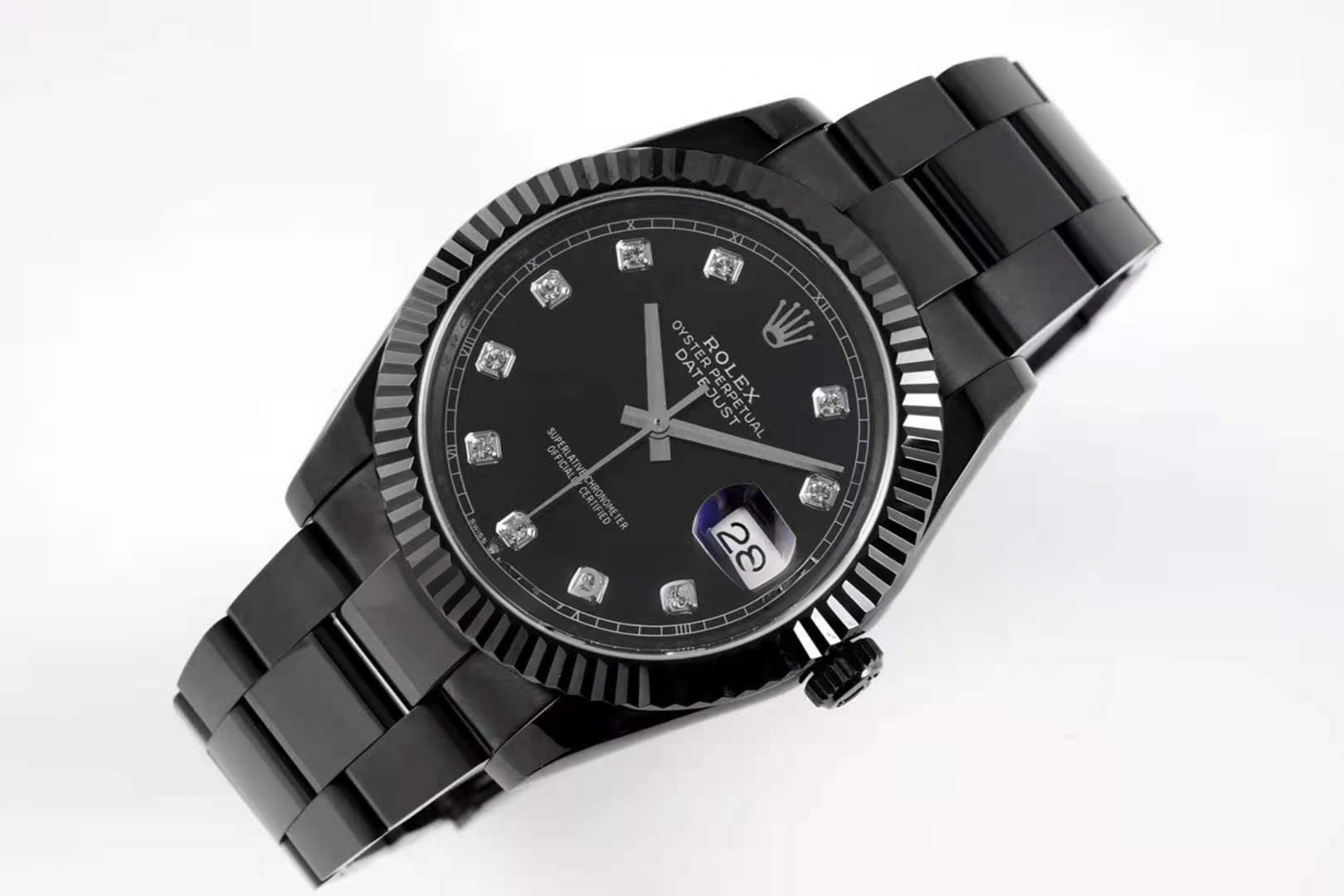 Rolex Datejust 41 Black Dial with Diamond Markers in PVD Black-fasswatch