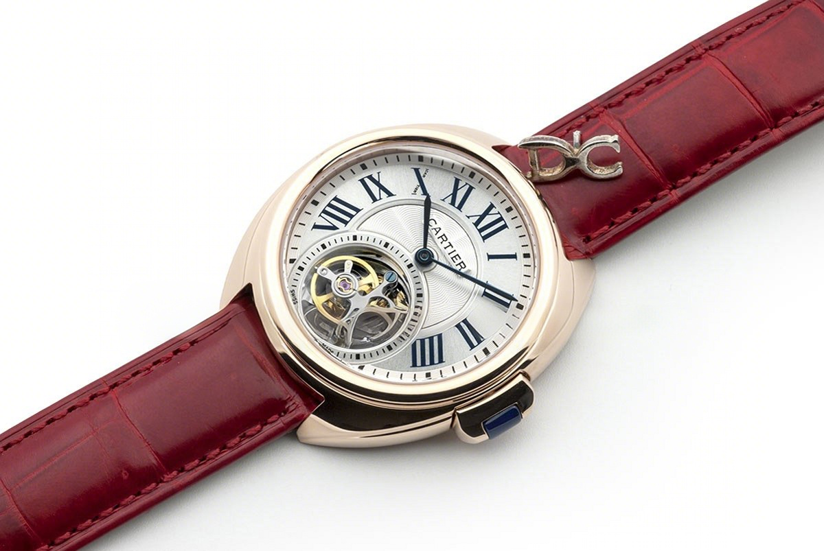 Cle de Cartier Tourbillon Rose Gold 35mm on Red Leather Strap-fasswatch