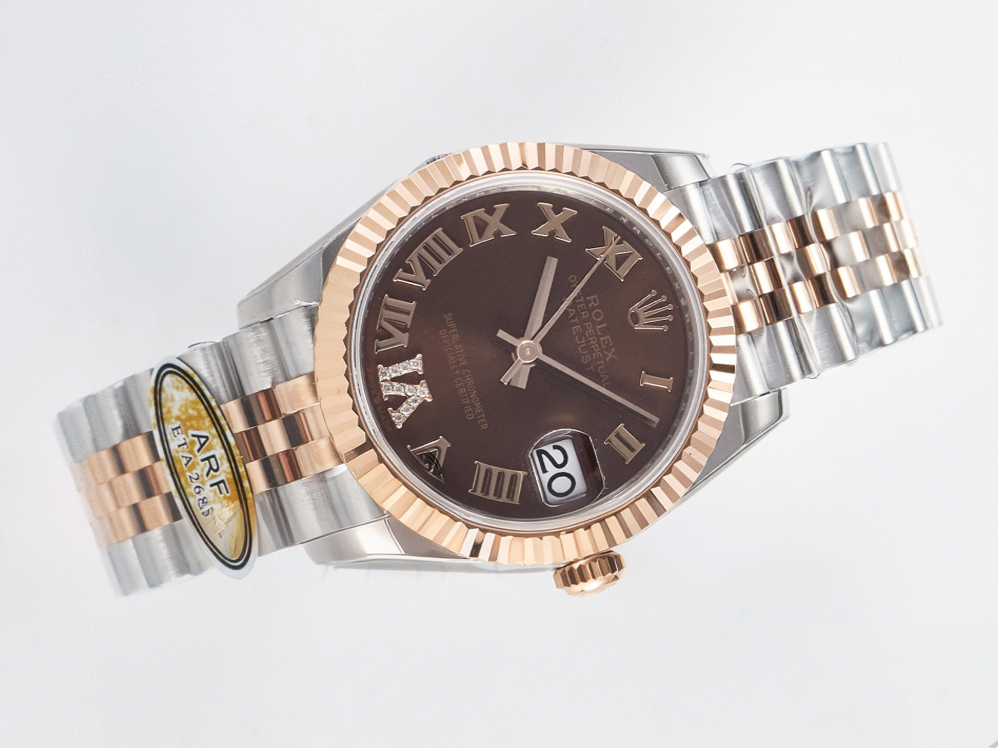 Rolex DateJust 31 278271 ARF 1:1 Best Edition 904L Steel Purple Roman Diamonds Dial on SS/RG Jubilee Bracelet ETA 2688-fasswatch