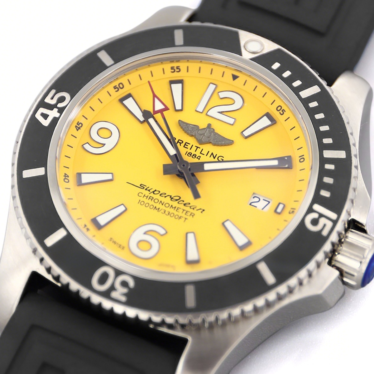 Breitling Superocean Automatic 44mm in Yellow Dial on Black Bezel on Rubber Strap-fasswatch