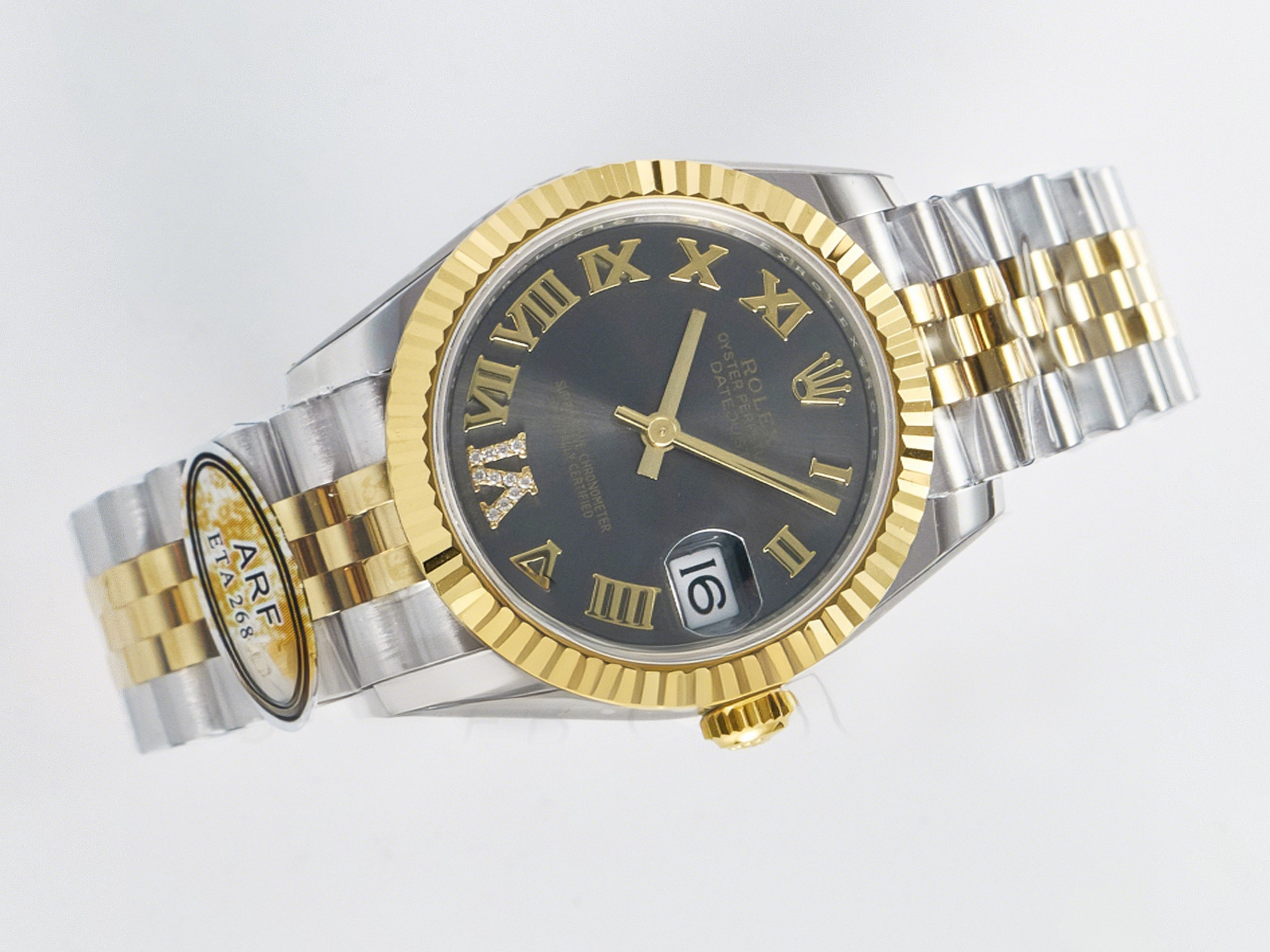 Rolex DateJust 31 278273 ARF 1:1 Best Edition 904L Steel Gray Roman Diamonds Dial on SS/YG Jubilee Bracelet ETA 2688-fasswatch
