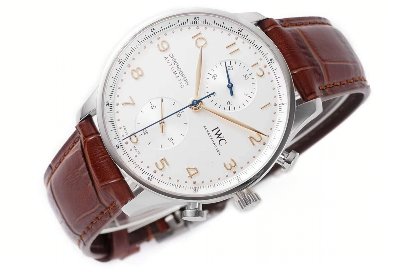 IWC Portugieser Chronograph IW371611 White Dial in Steel-fasswatch