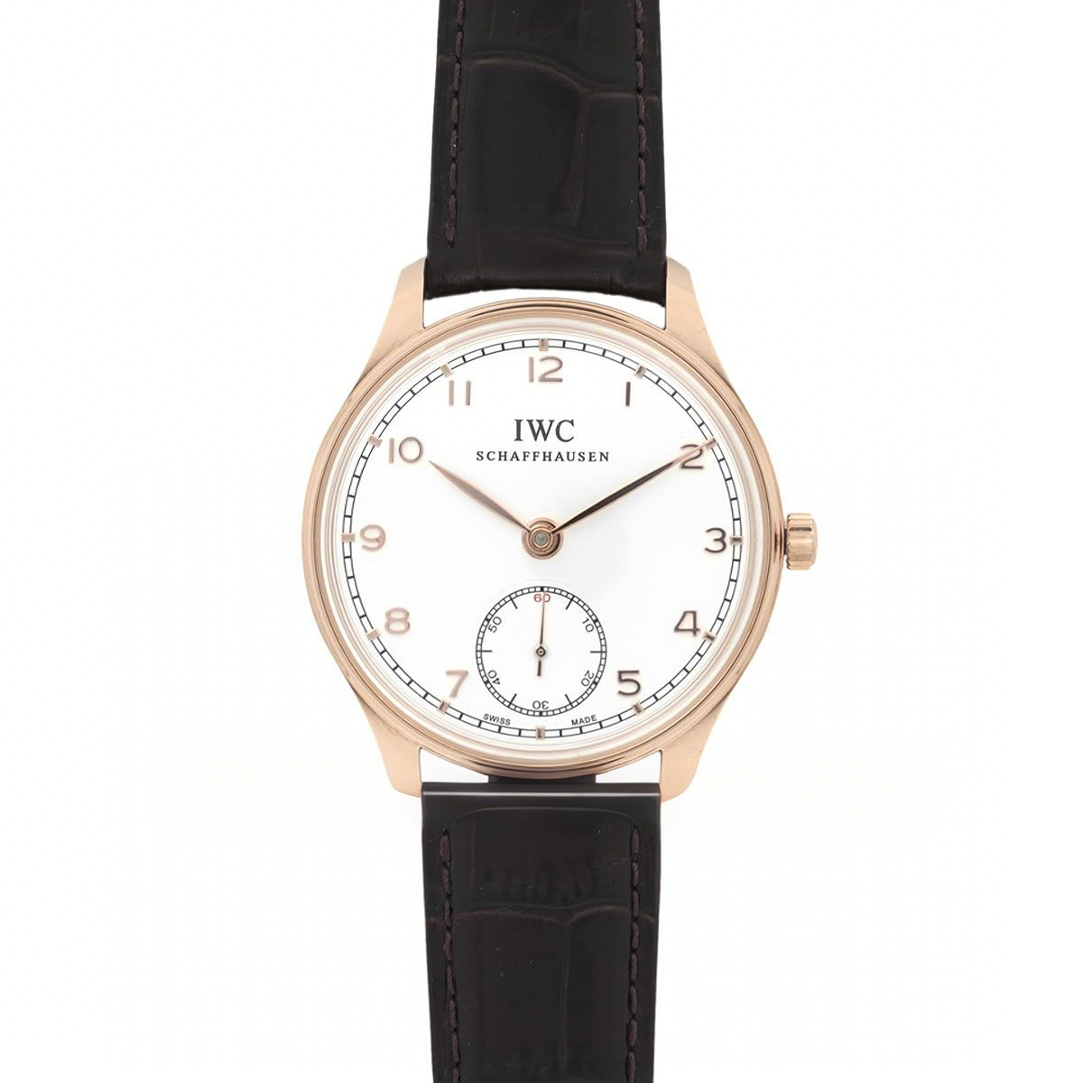 IWC Portuguese Hand Wound Eight Days IW545409 White Dial in Rose Gold-fasswatch