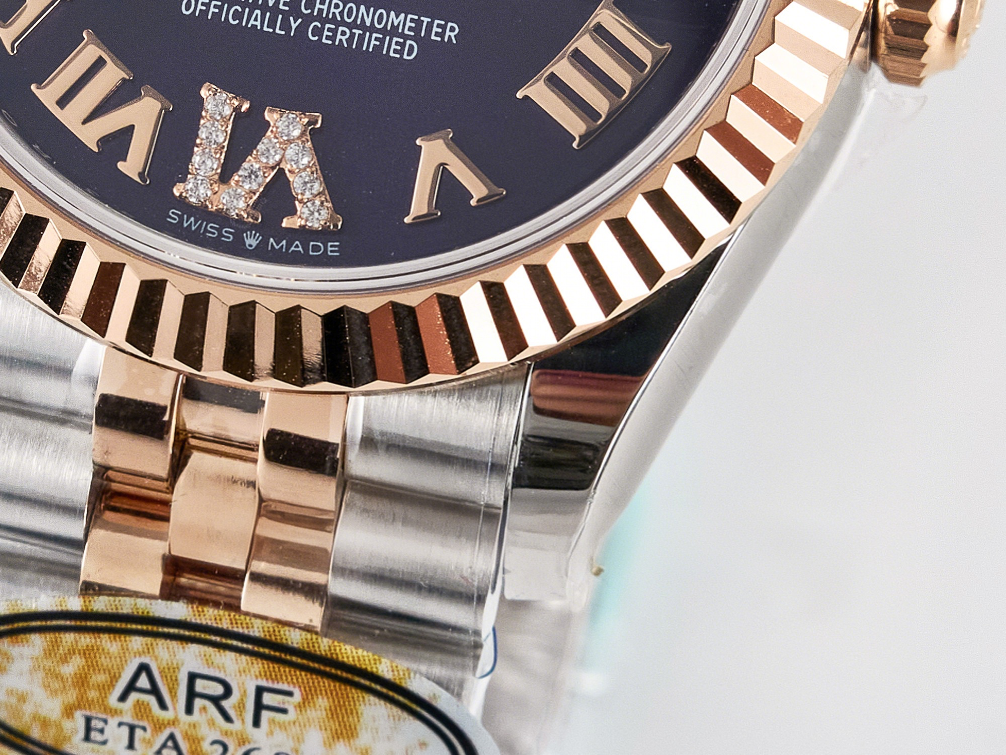 Rolex DateJust 31 278271 ARF 1:1 Best Edition 904L Steel Purple Roman Diamonds Dial on SS/RG Jubilee Bracelet ETA 2688-fasswatch