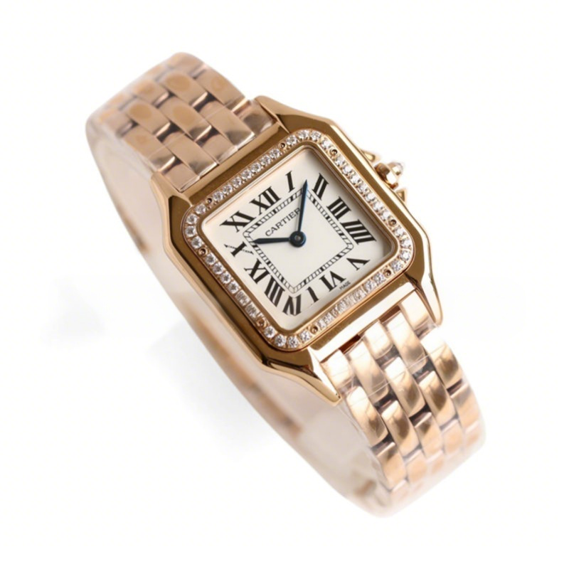 Cartier Panthère De Cartier 27mm White Dial in Rose Gold with Diamond Bezel-fasswatch