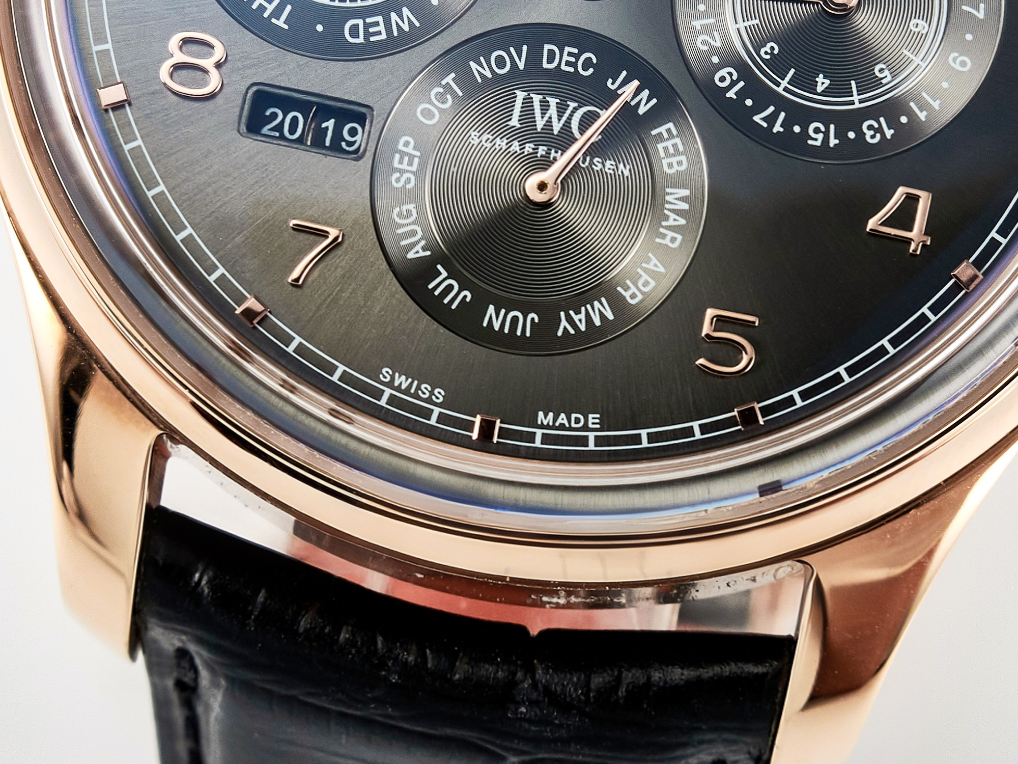 IWC IW5034 Portugieser Perpetual Calendar RG V9F 1:1 Best Edition Black Dial on Black Leather Strap A52610-fasswatch
