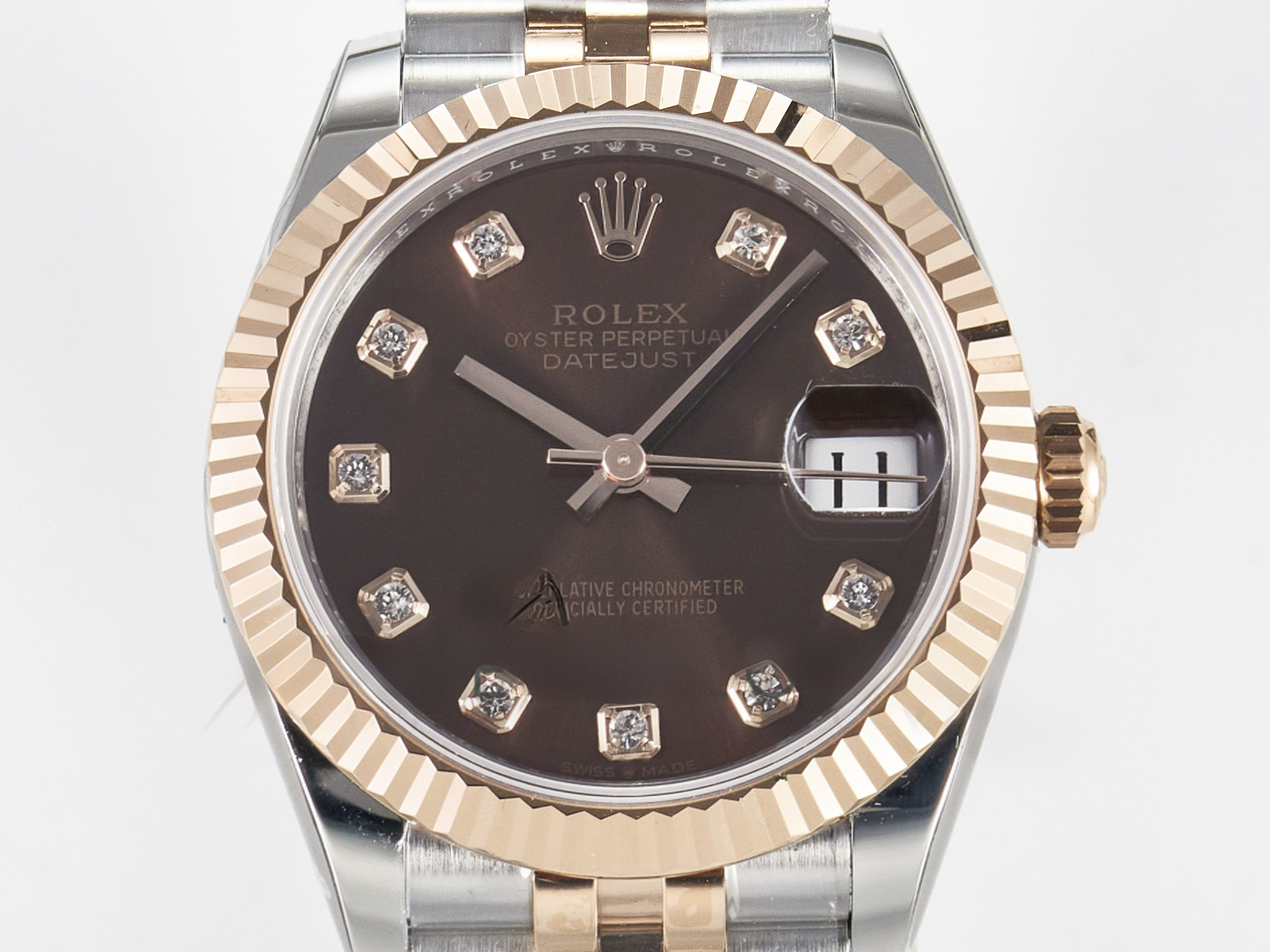 Rolex DateJust 31 278271 ARF 1:1 Best Edition 904L Steel Brown Diamonds Dial on SS/RG Jubilee Bracelet ETA 2688-fasswatch