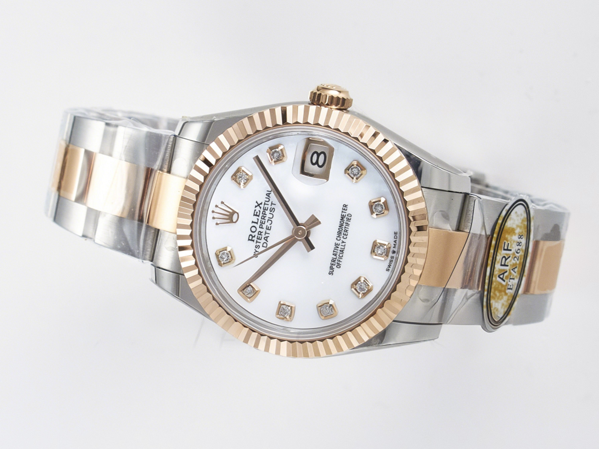 Rolex DateJust 31 278271 ARF 1:1 Best Edition 904L Steel White MOP Diamonds Dial on SS/RG Oyster Bracelet ETA 2688-fasswatch