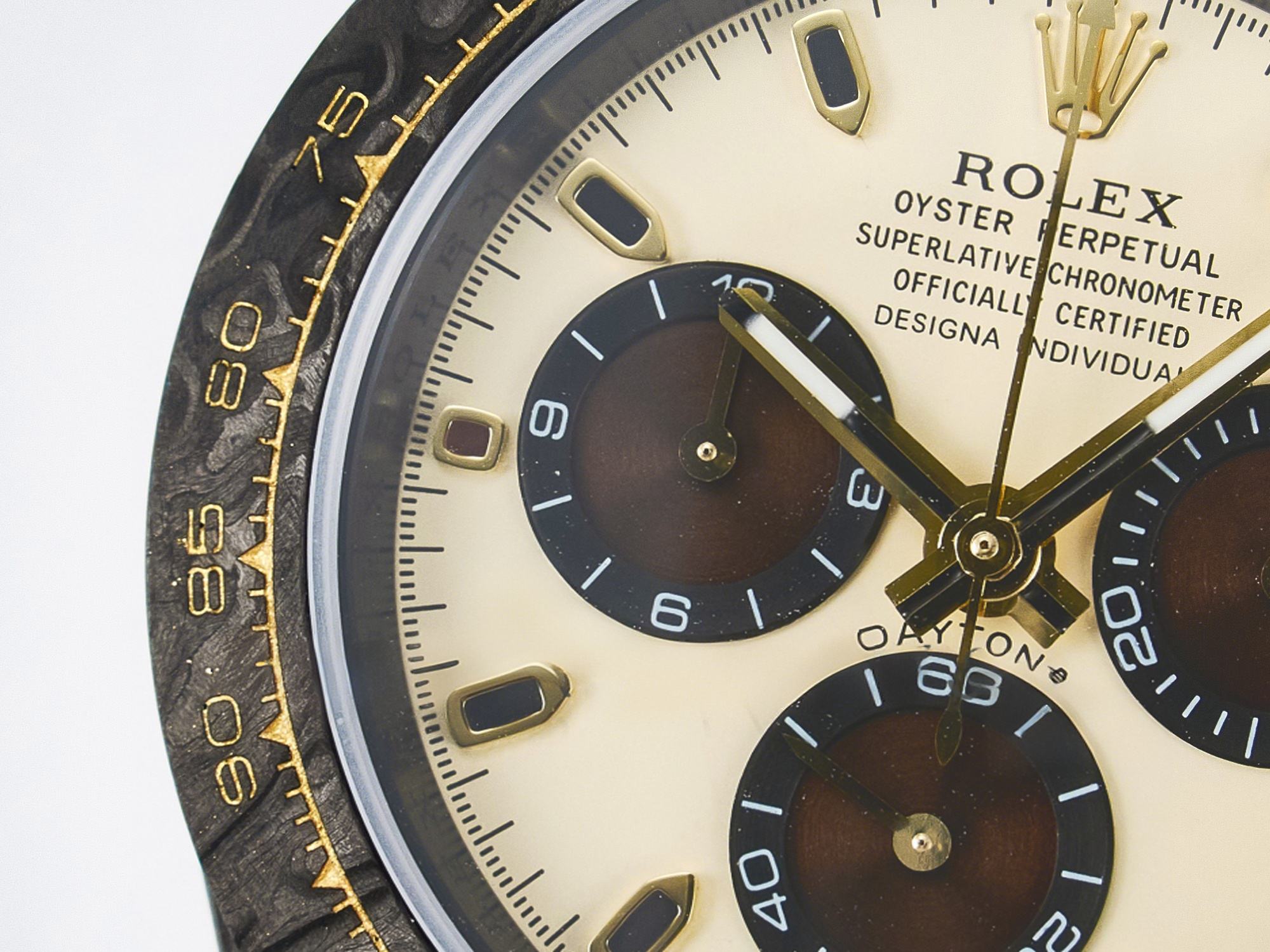 Rolex Daytona DIW Carbon Case DIWF Edition Cream/Brown Dial on White Nylon Strap A7750-fasswatch