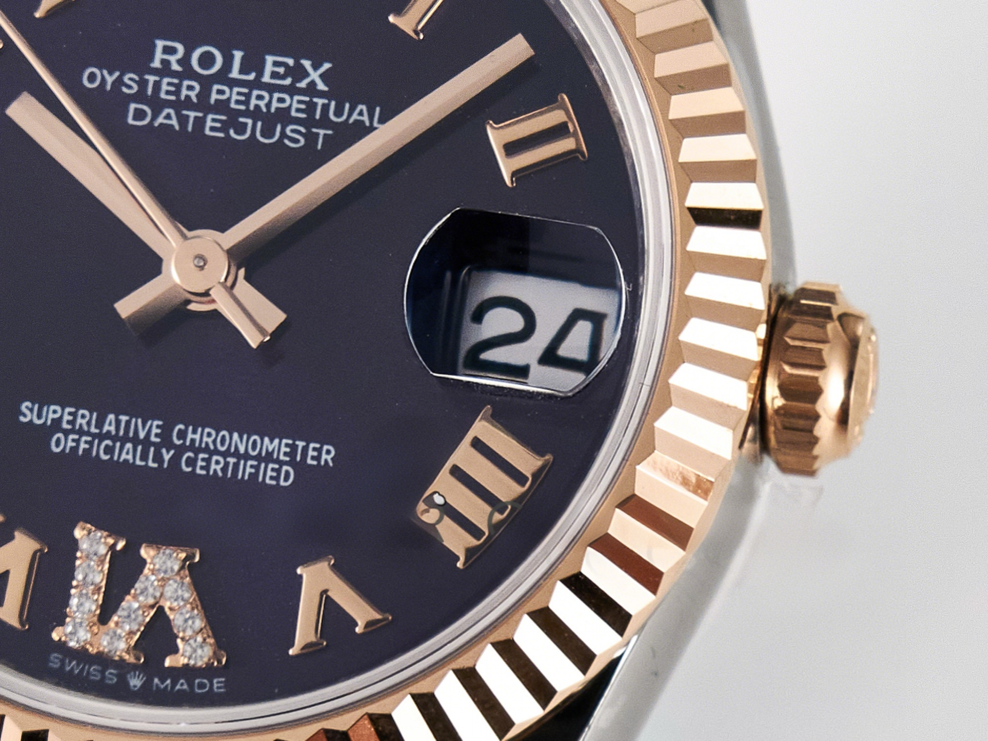 Rolex DateJust 31 278271 ARF 1:1 Best Edition 904L Steel Purple Roman Diamonds Dial on SS/RG Jubilee Bracelet ETA 2688-fasswatch