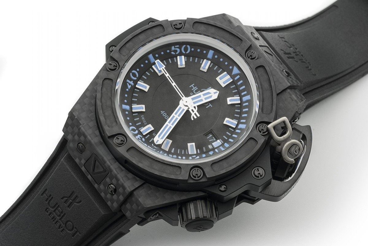 Hublot King Power Oceanographic 4000m Diver Carbon All Black Blue-fasswatch