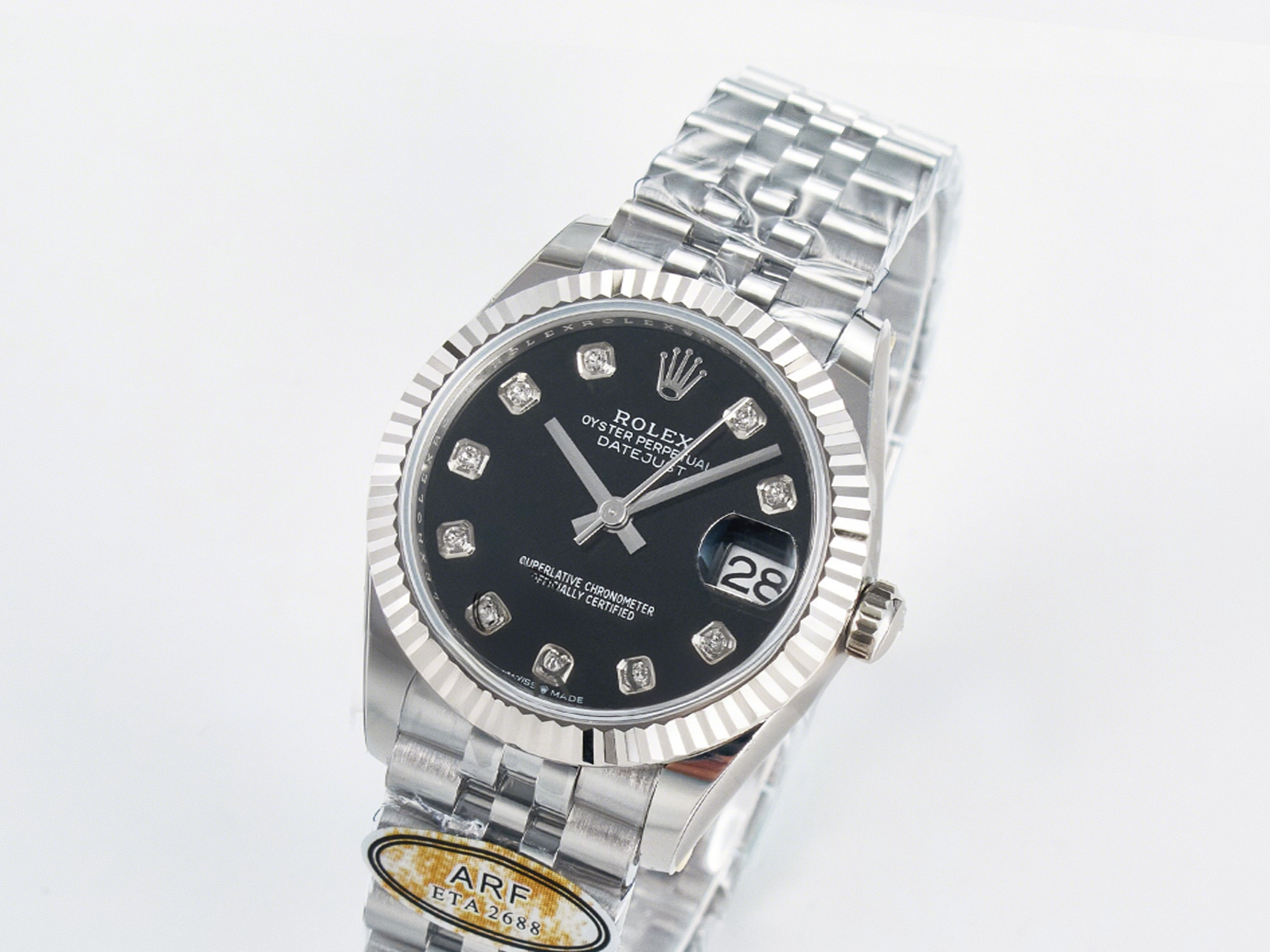 Rolex DateJust 31 278274 ARF 1:1 Best Edition 904L Steel Black Diamonds Dial on SS Jubilee Bracelet ETA 2688-fasswatch