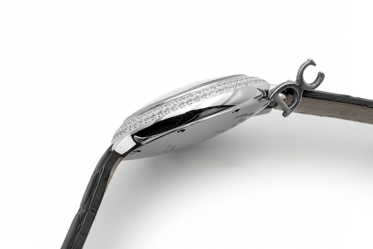 Cartier Ballon Bleu De Cartier 36mm White Dial with Diamond Bezel in Steel on Black Leather Strap-fasswatch