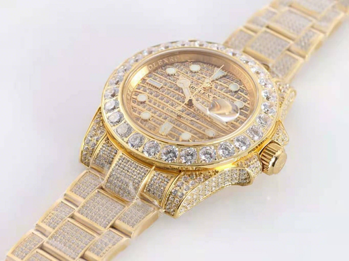 Rolex Submariner 116659 Full Diamond Paved Dial in Yellow Gold-fasswatch
