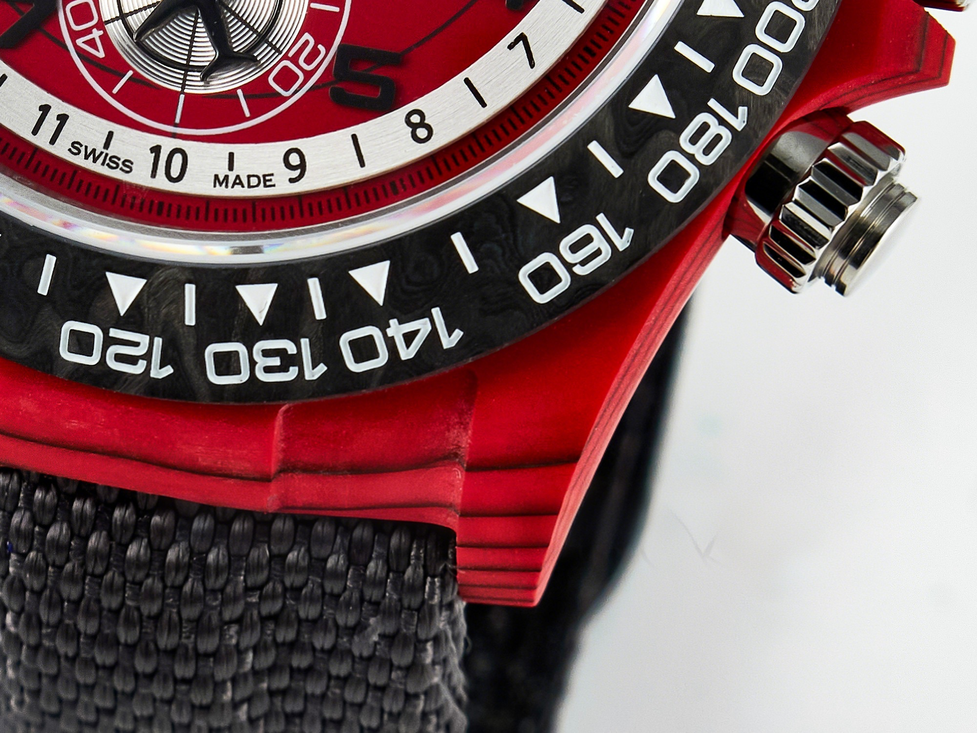 Rolex Daytona DIW Carbon DIWF 1:1 Best Edition Red Dial on Gray Nylon Strap SH7750-fasswatch