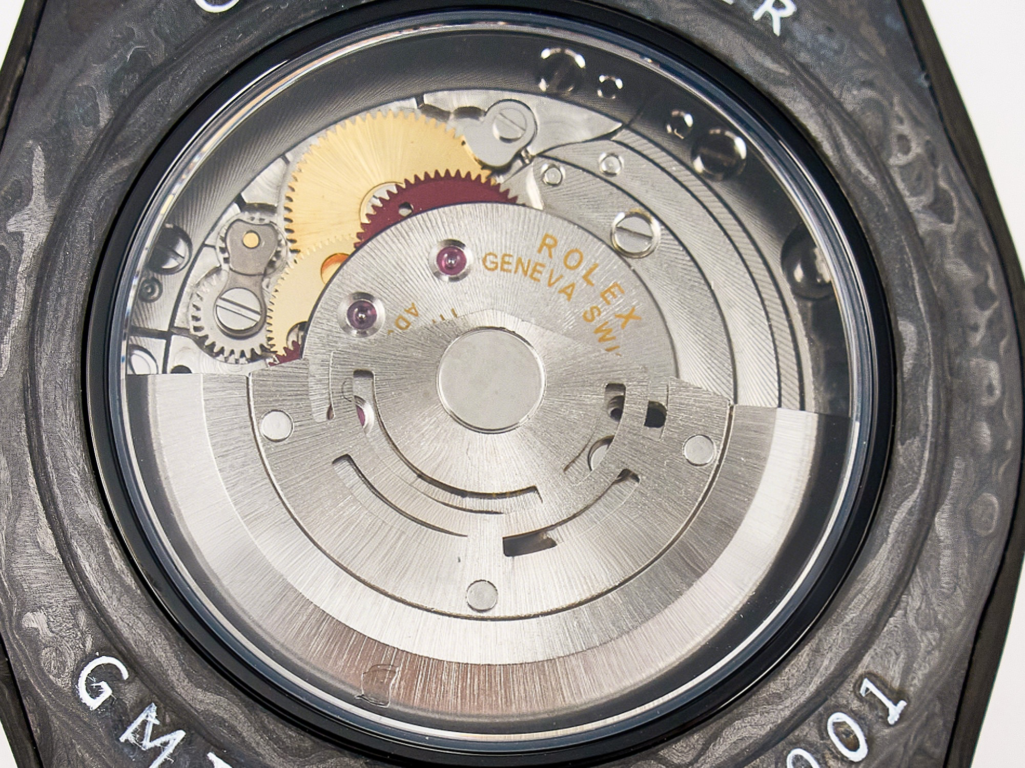 Rolex GMT Carbon DIWF Best Edition Black Carbon Dial RG Markers on Beige Nylon Strap SA3186 CHS-fasswatch