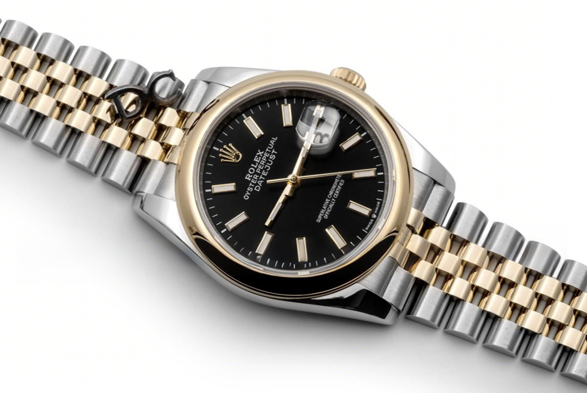 Rolex Datejust 36 126201 Black Dial in Yellow Gold and Steel with Stick Markers-fasswatch