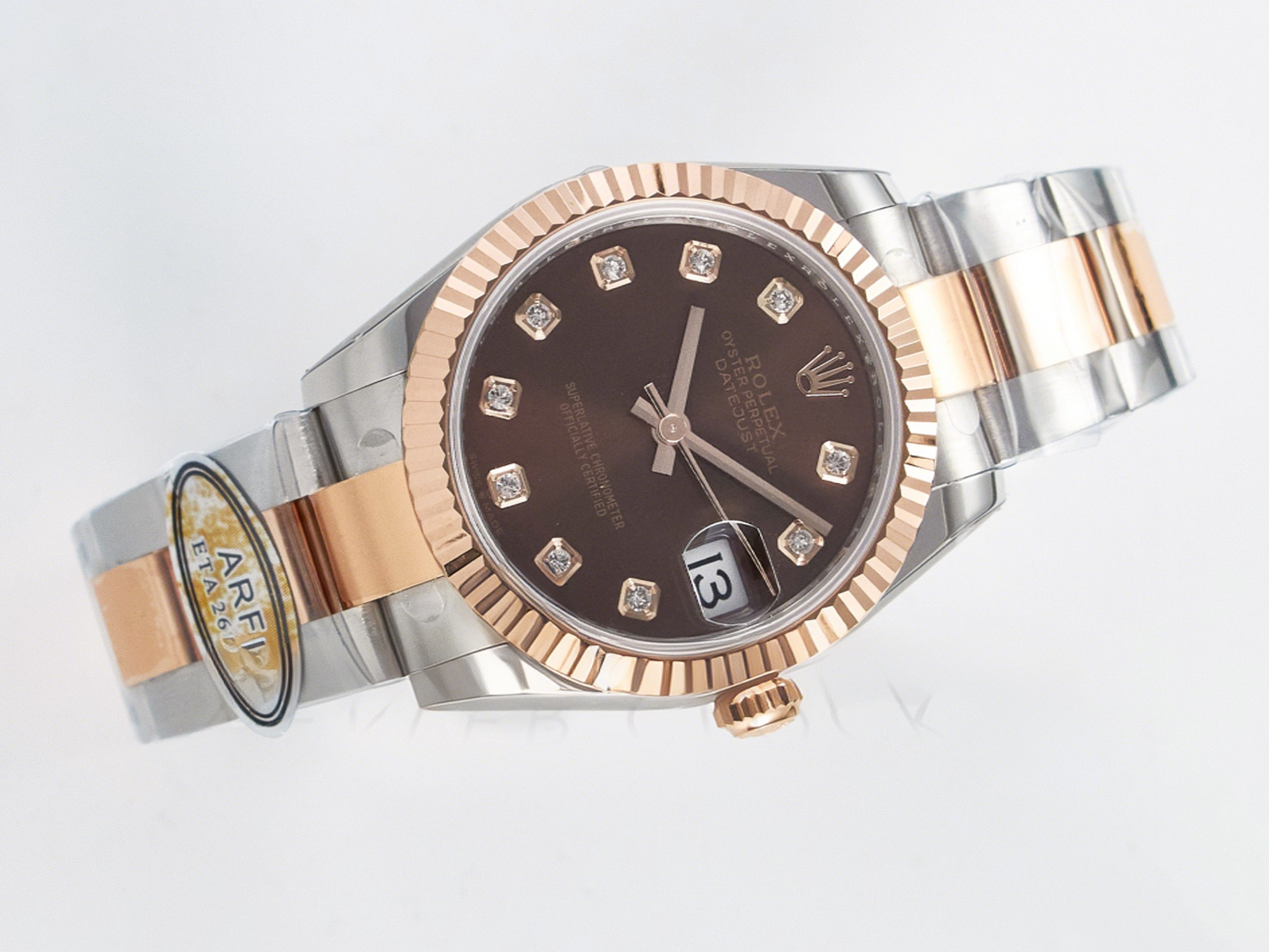 Rolex DateJust 31 278271 ARF 1:1 Best Edition 904L Steel Brown Diamonds Dial on SS/RG Oyster Bracelet ETA 2688-fasswatch