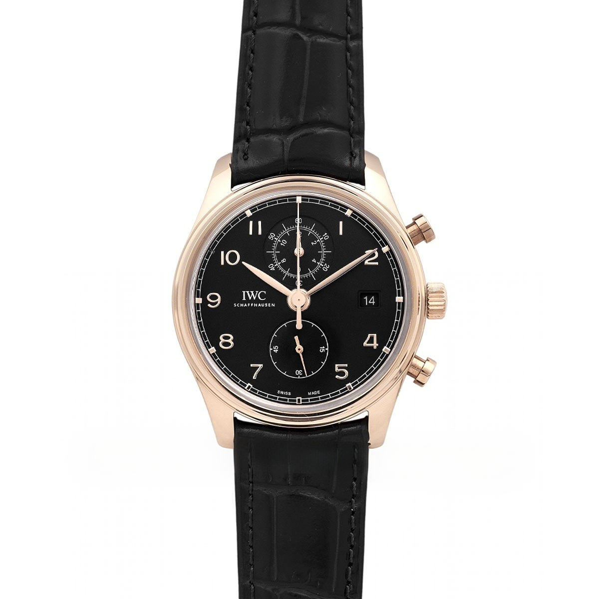 IWC Portugieser Chronograph Classic IW3903 Black Dial in Rose Gold-fasswatch