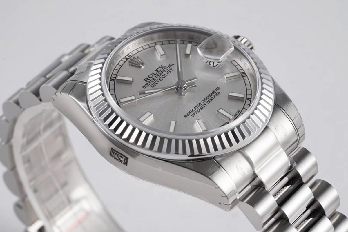 Rolex Datejust 31 Silver Dial Stick Markers in Steel on President Bracelet-fasswatch