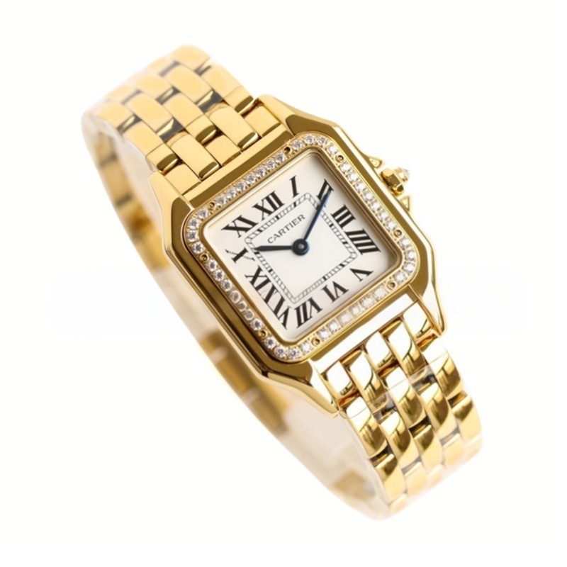 Cartier Panthère De Cartier 27mm White Dial in Yellow Gold with Diamond Bezel-fasswatch