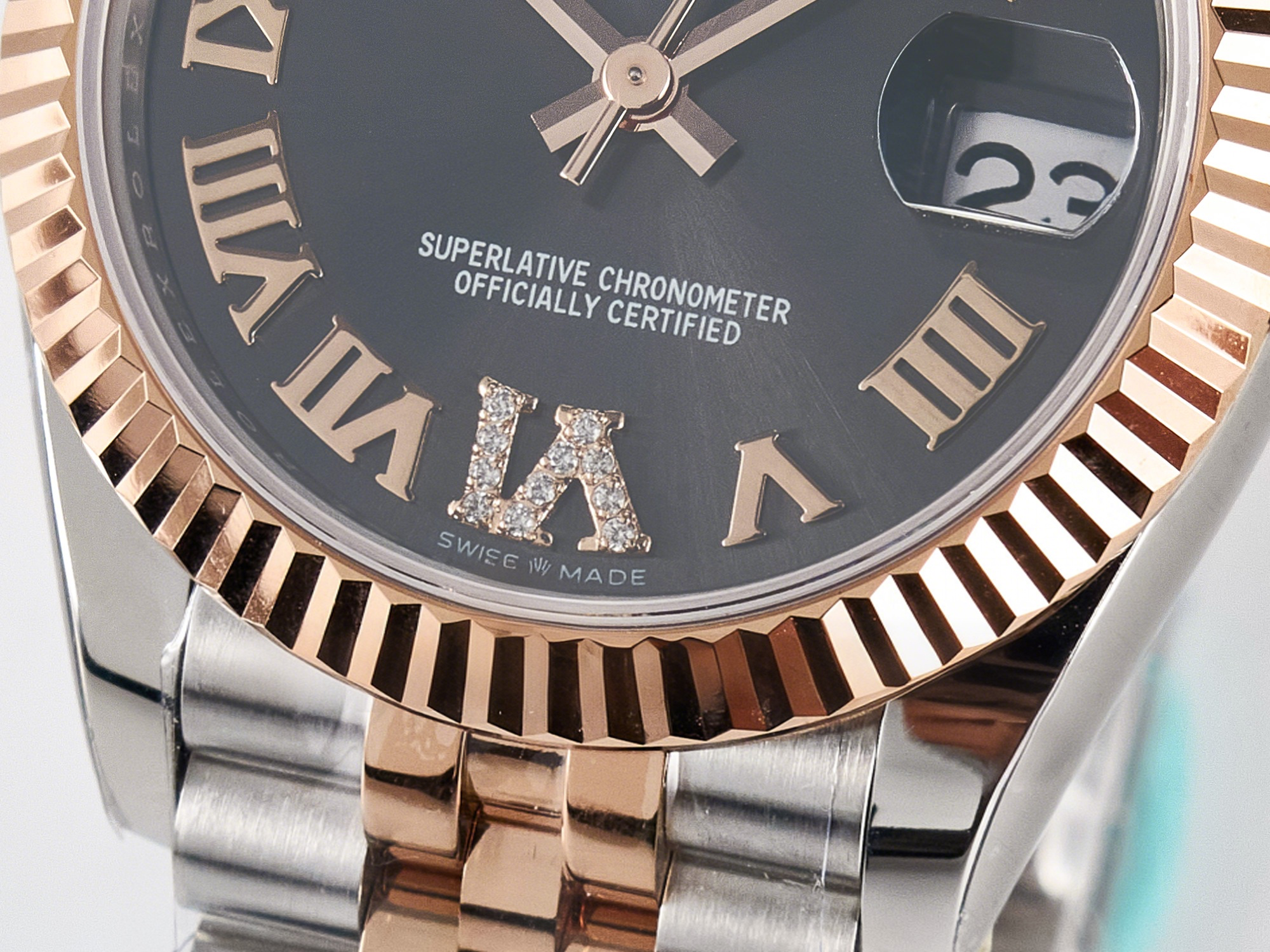 Rolex DateJust 31 278271 ARF 1:1 Best Edition 904L Steel Gray Roman Diamonds Dial on SS/RG Jubilee Bracelet ETA 2688-fasswatch