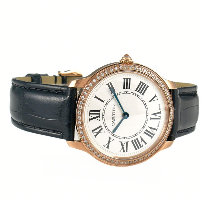 Cartier Ronde Must De Cartier 36mm White Dial with Diamond Bezel in Rose Gold-fasswatch